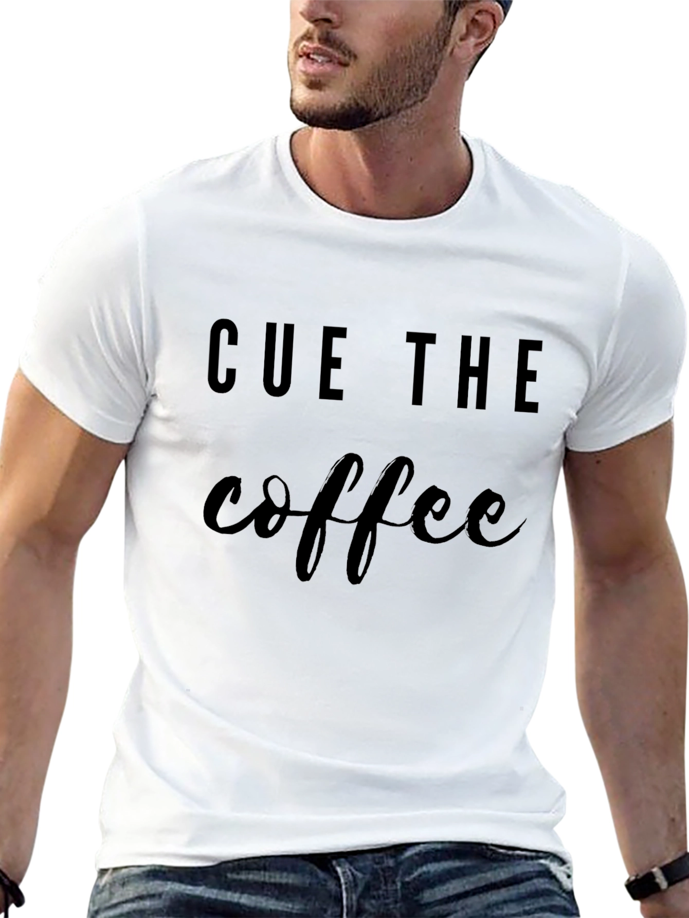 Cue The Coffee Graphic Tee - Black T-Shirt