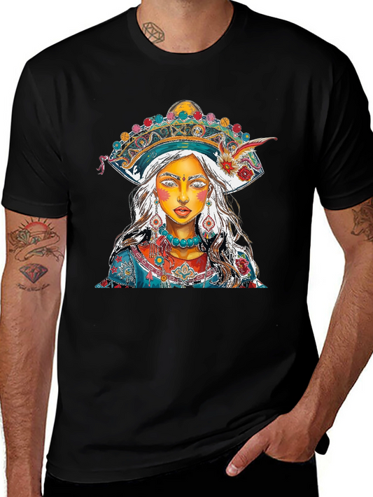 Artistic Woman Portrait Graphic Print Mens T-Shirt