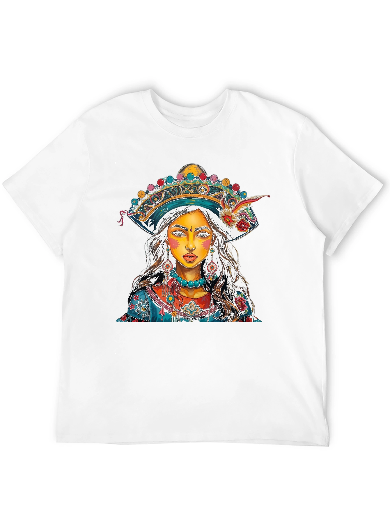 Artistic Woman Portrait Graphic Print Mens T-Shirt