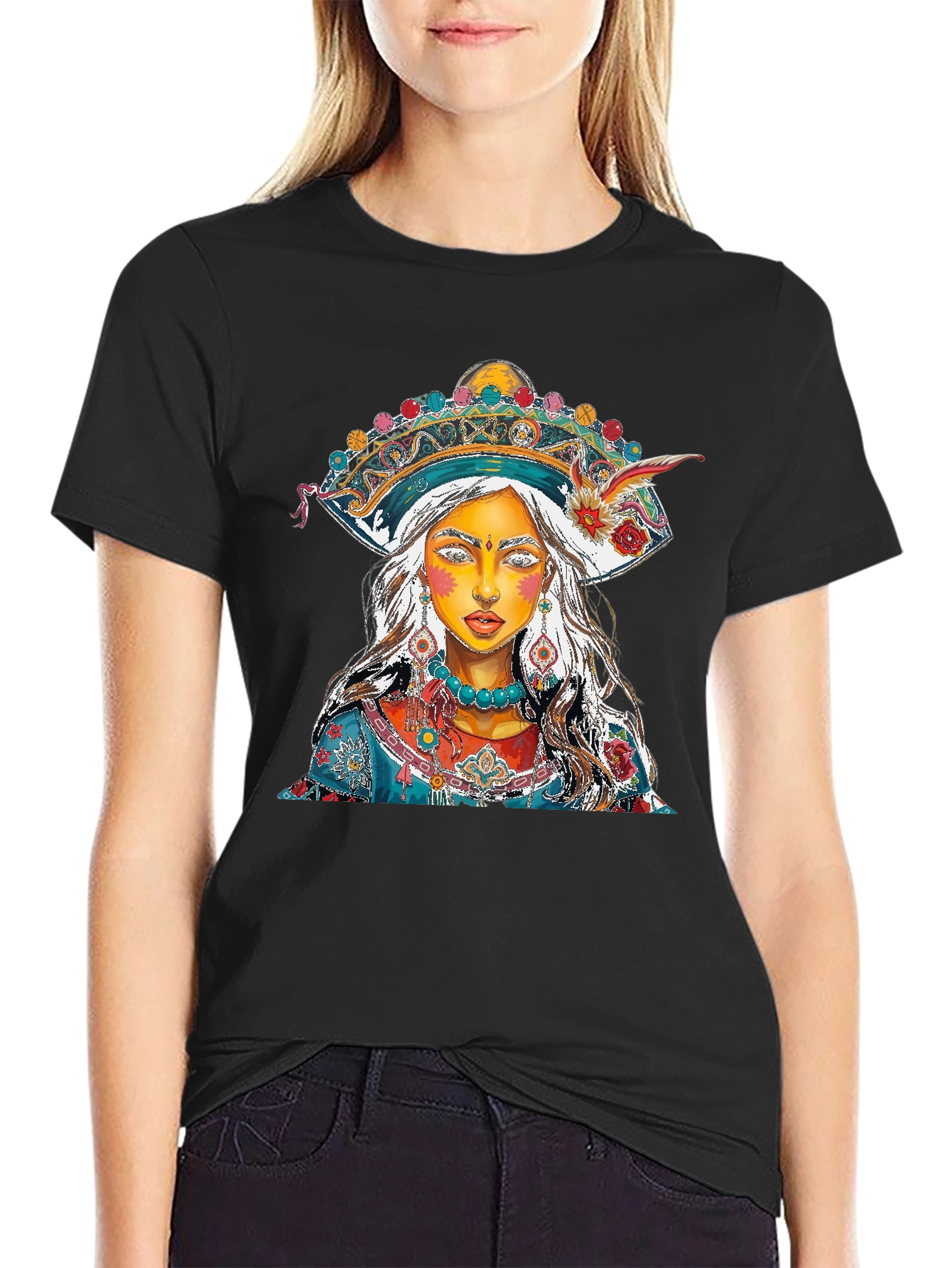 Artistic Woman Portrait Graphic Print Mens T-Shirt