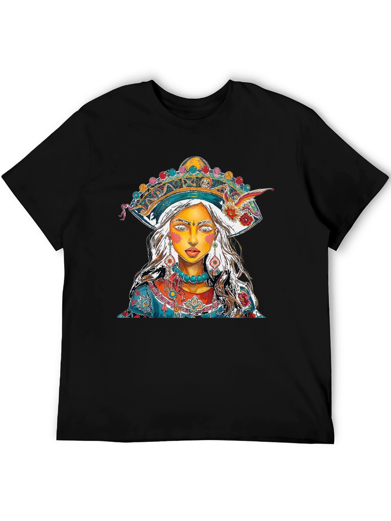 Artistic Woman Portrait Graphic Print Mens T-Shirt