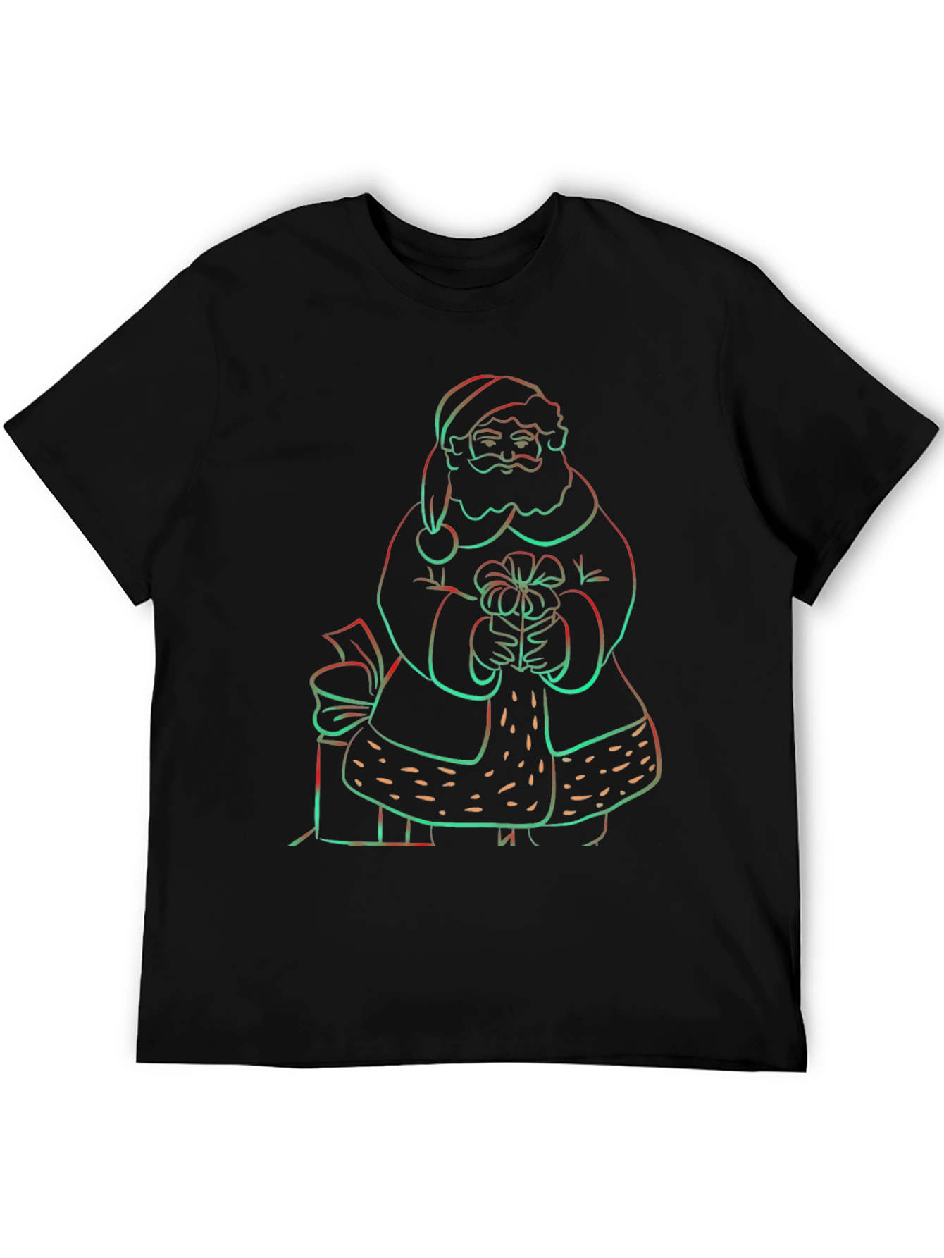Neon Santa Graphic Tee - Holiday Festive Shirt