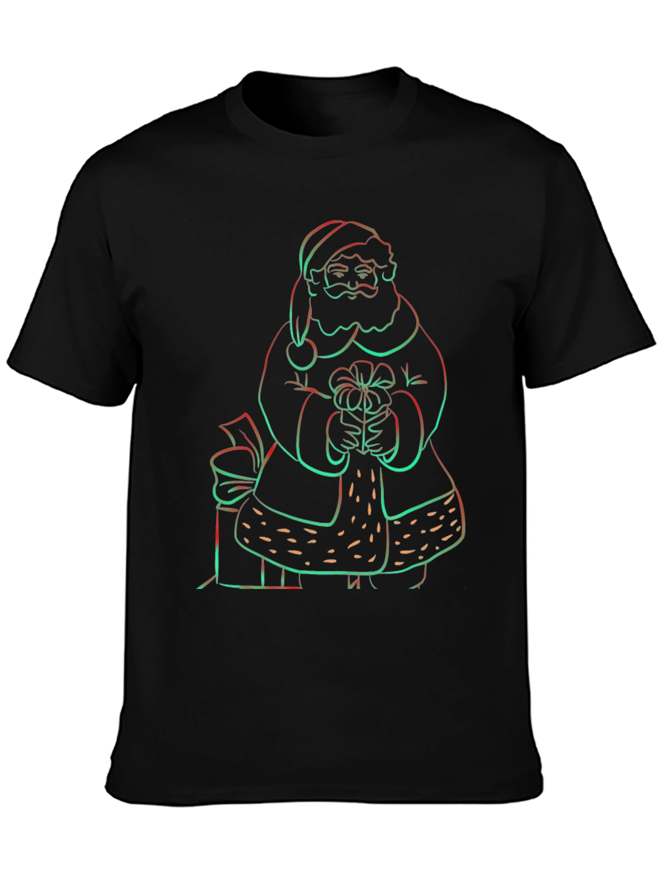 Neon Santa Graphic Tee - Holiday Festive Shirt