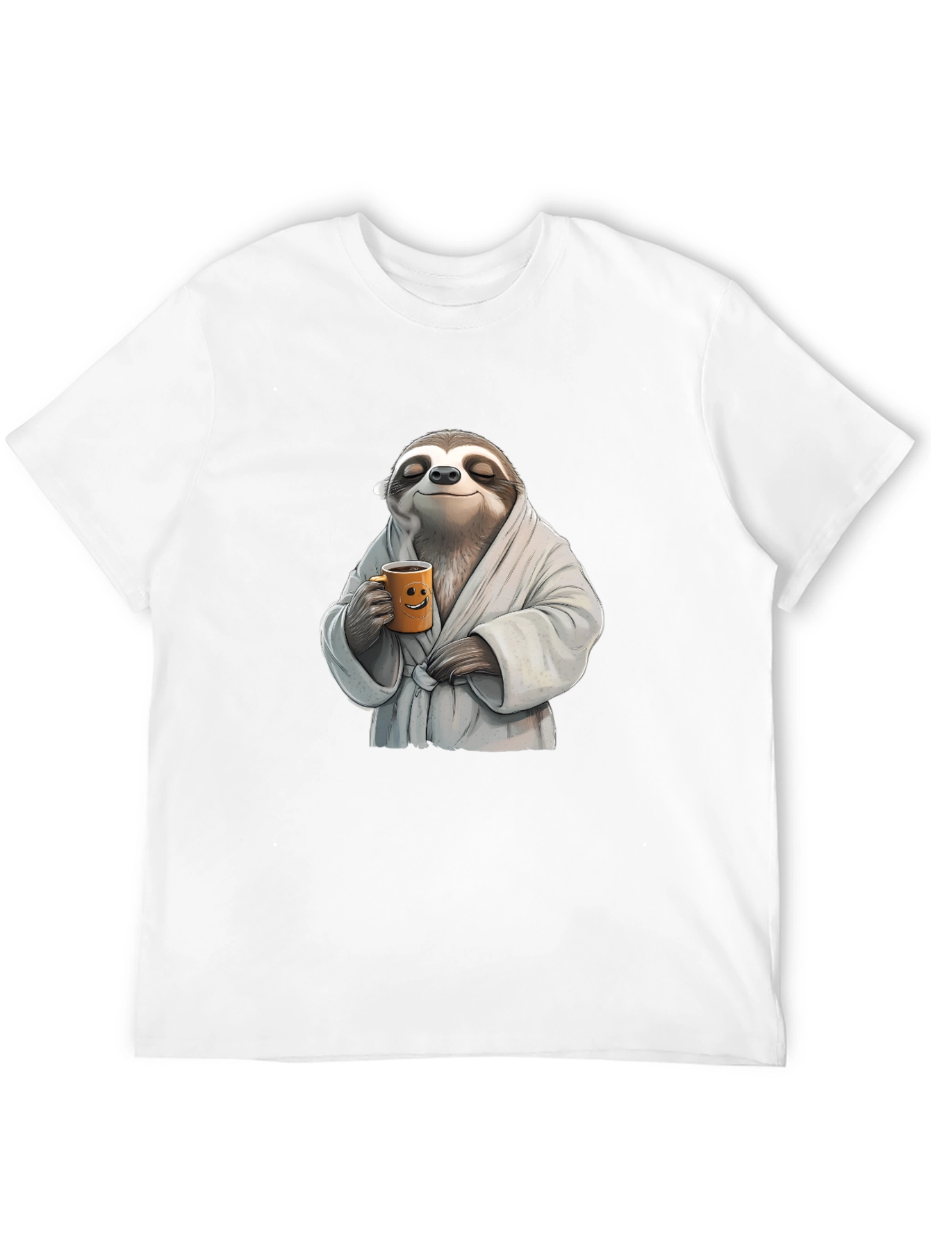 Relaxed Sloth Black T-Shirt - Coffee Time!