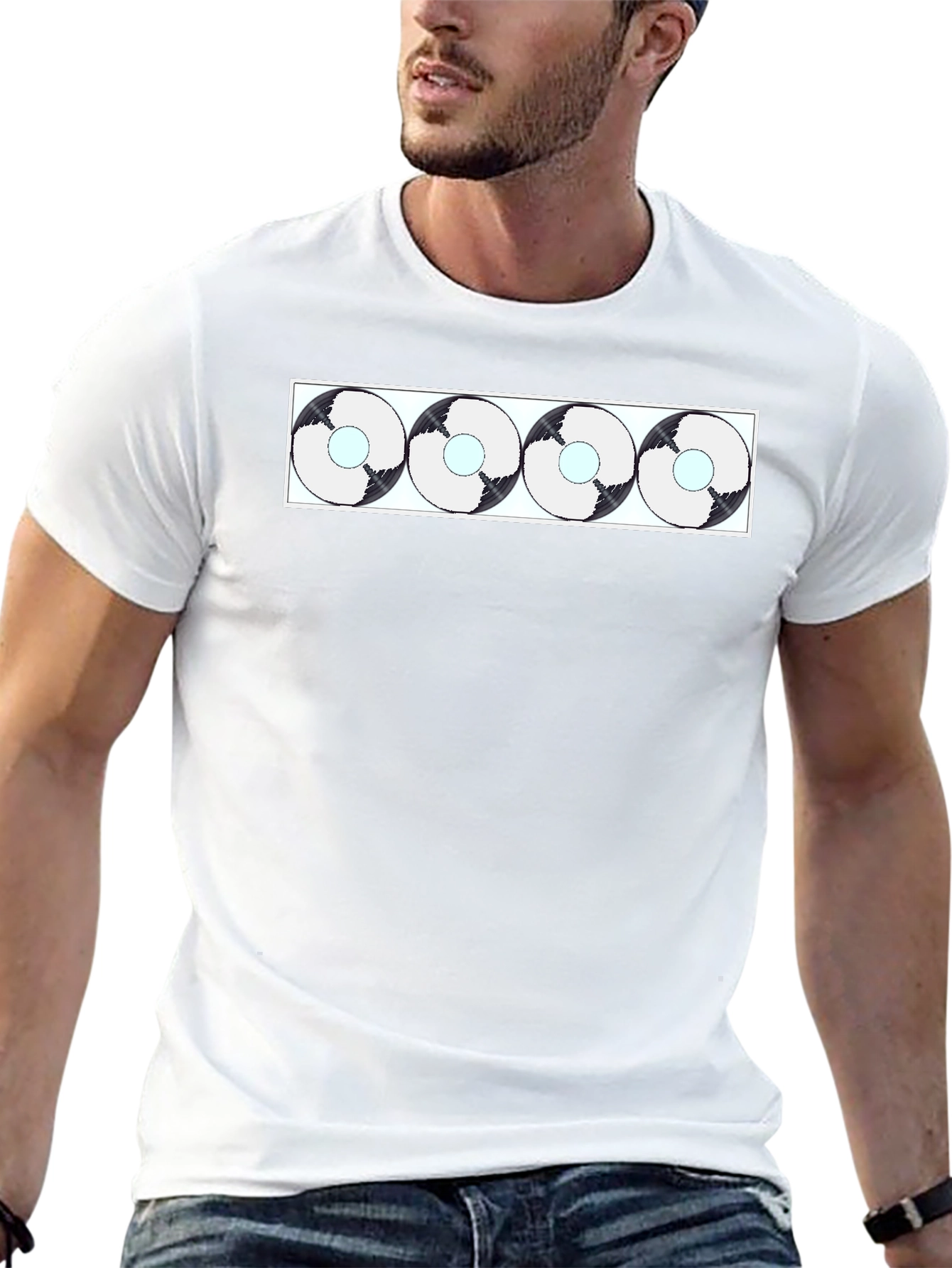 Abstract Circle Pattern Black T-Shirt