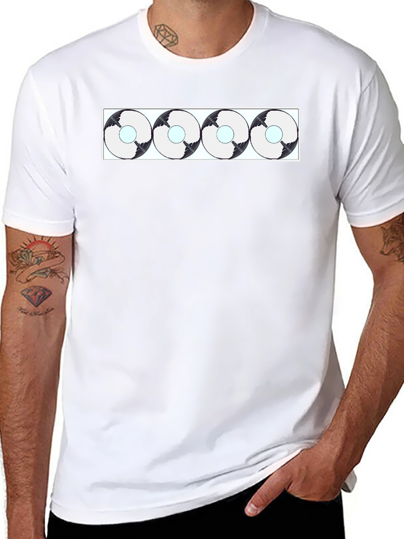 Abstract Circle Pattern Black T-Shirt
