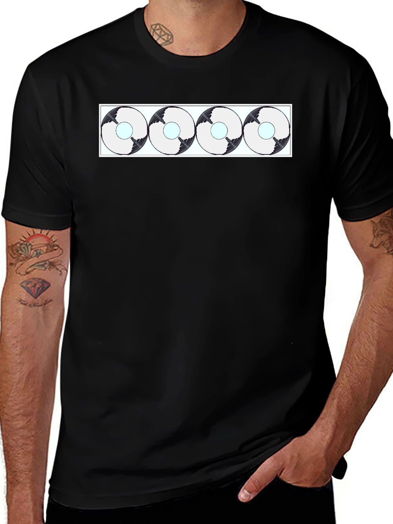 Abstract Circle Pattern Black T-Shirt