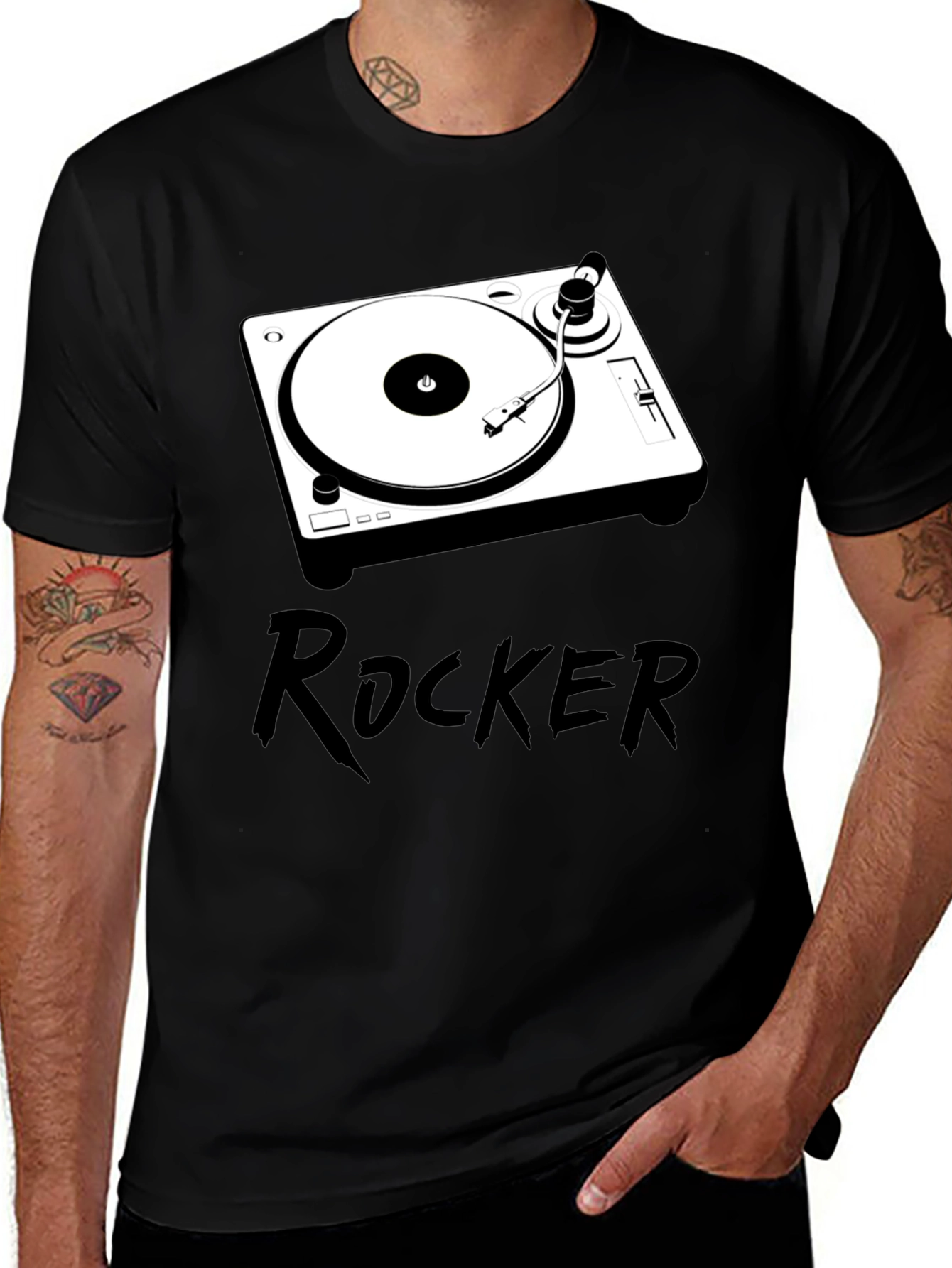 Rocker DJ Turntable Graphic Tee - Black