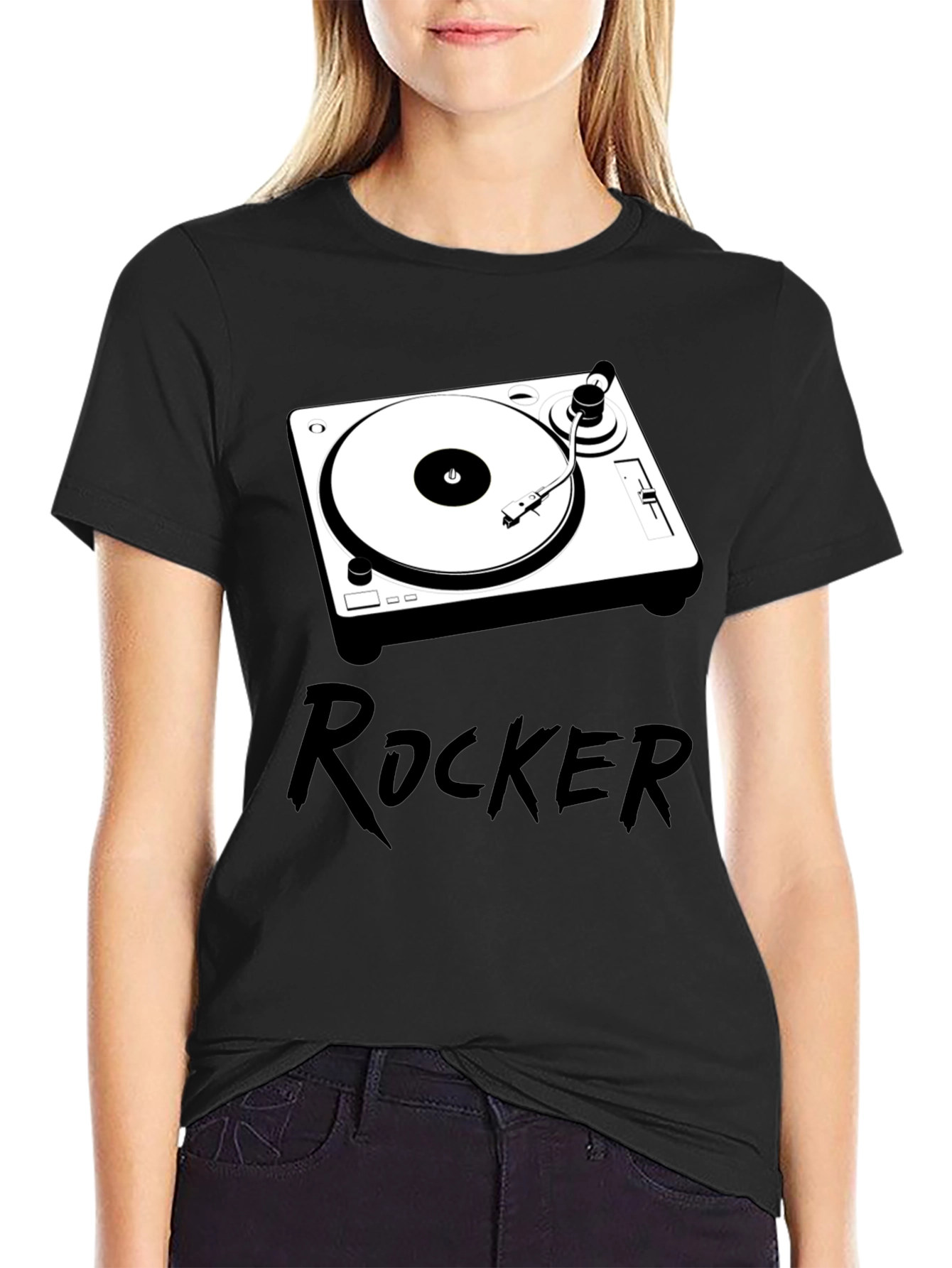 Rocker DJ Turntable Graphic Tee - Black