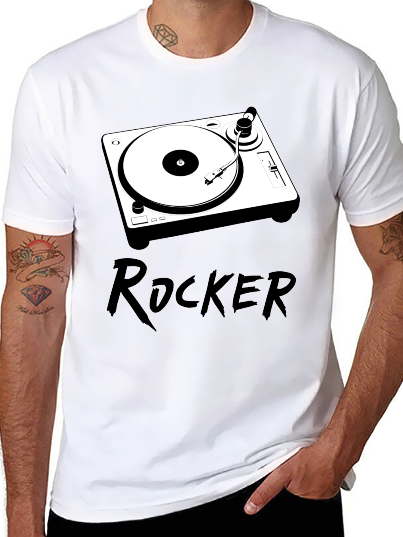 Rocker DJ Turntable Graphic Tee - Black