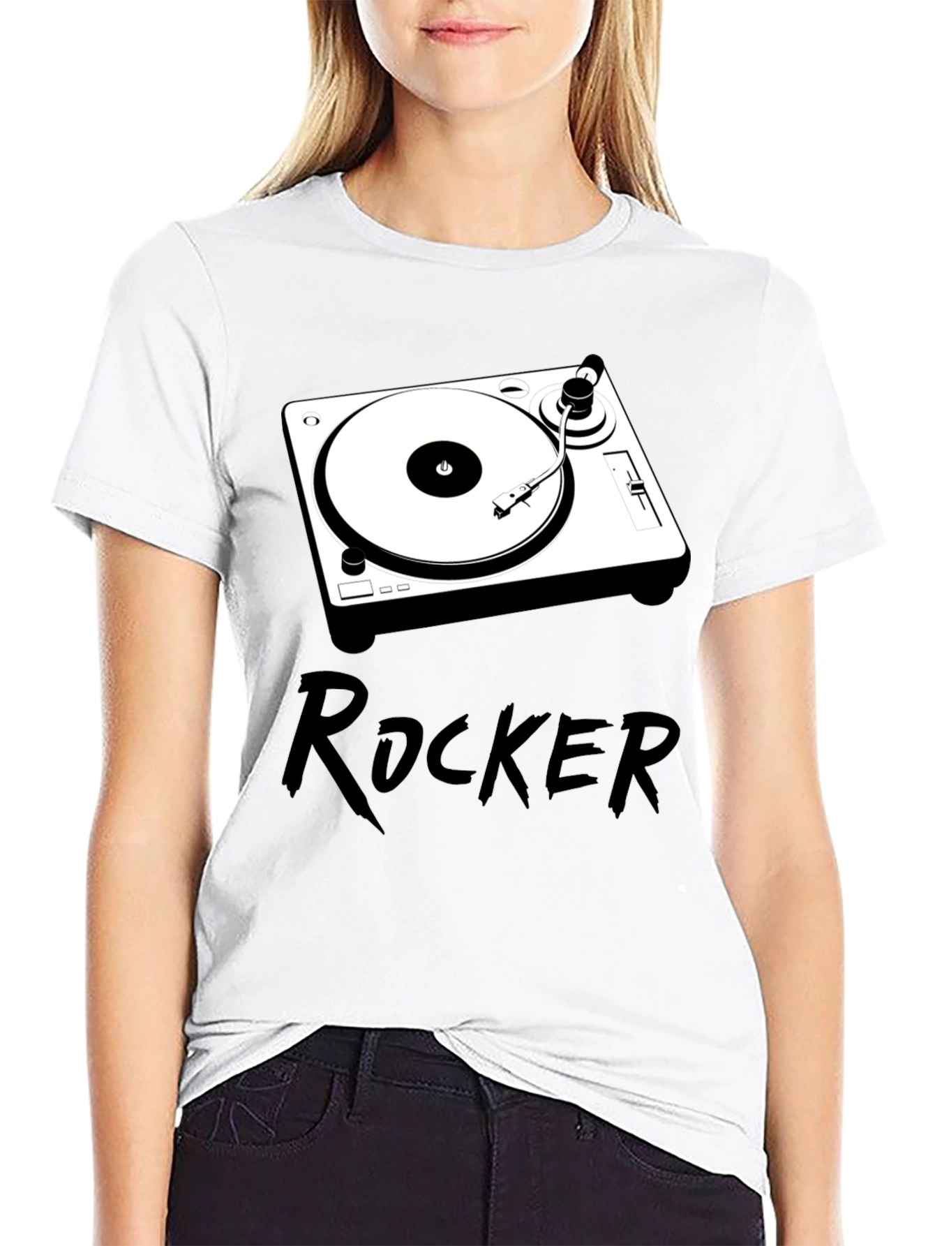 Rocker DJ Turntable Graphic Tee - Black