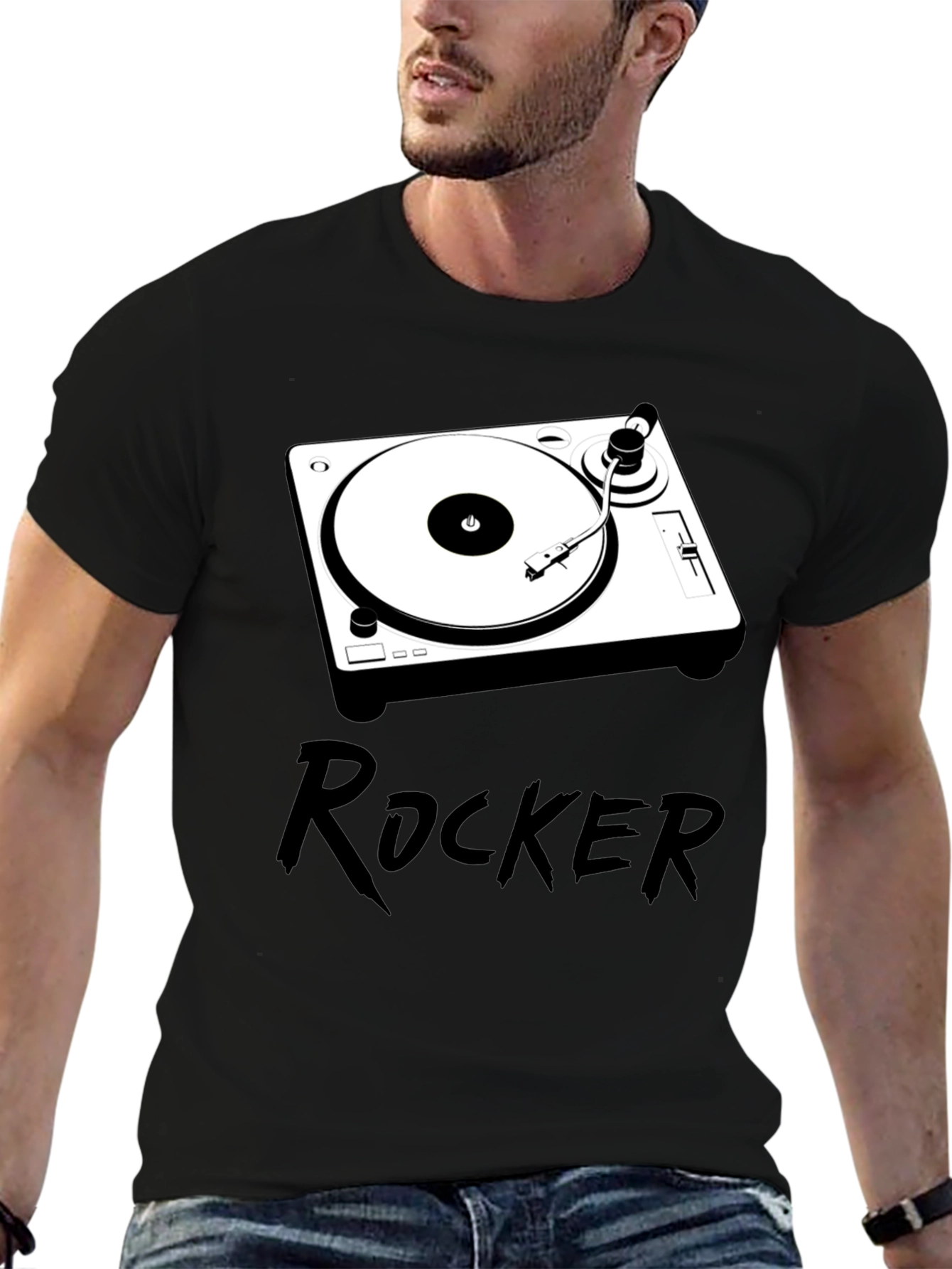 Rocker DJ Turntable Graphic Tee - Black