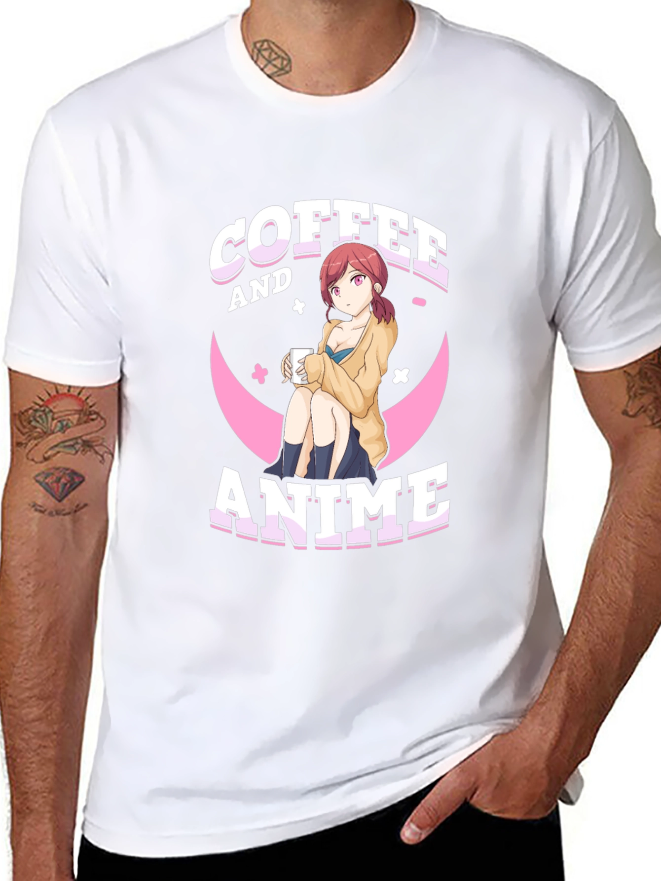 Coffee and Anime Graphic T-Shirt