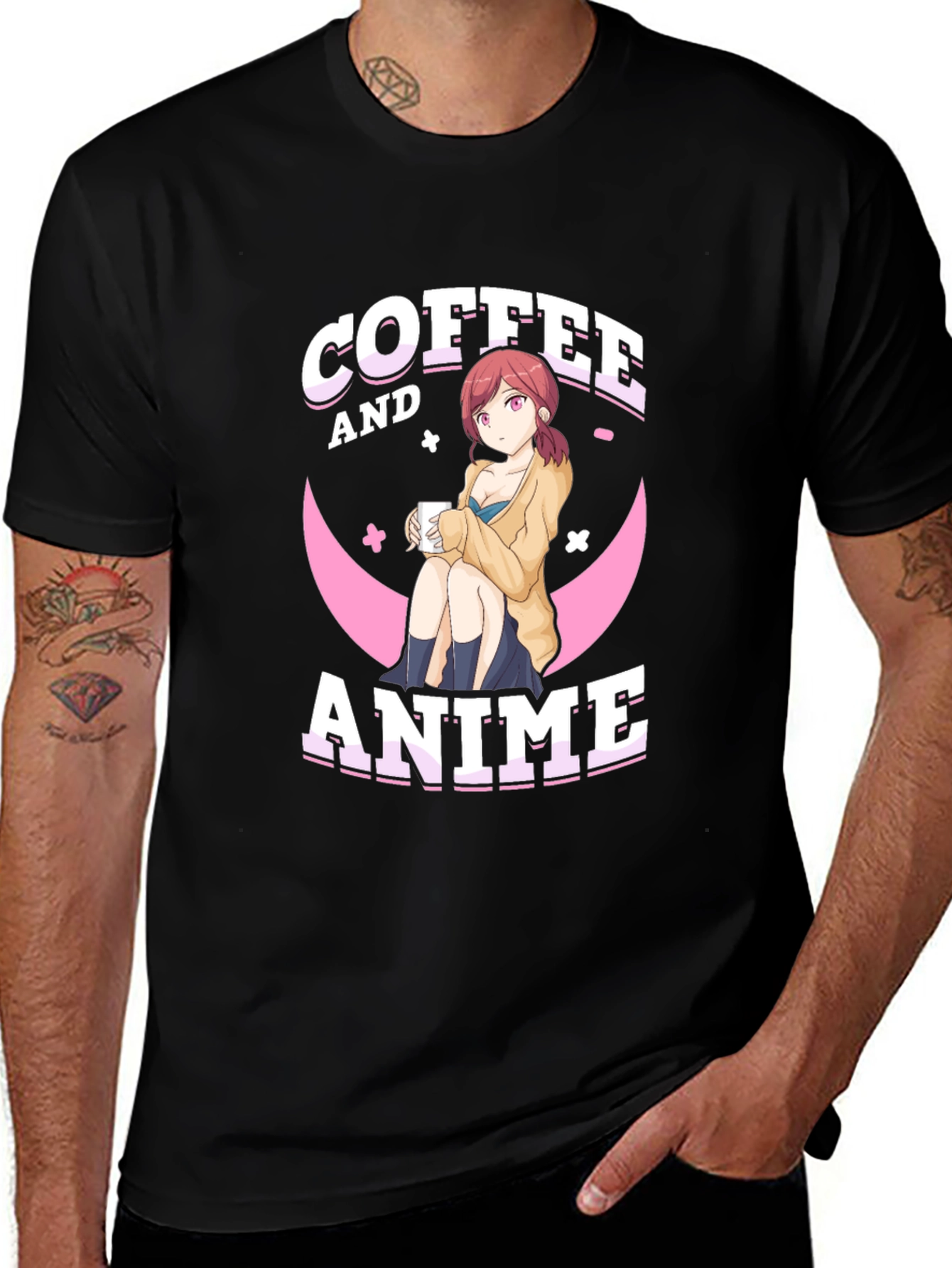 Coffee and Anime Graphic T-Shirt