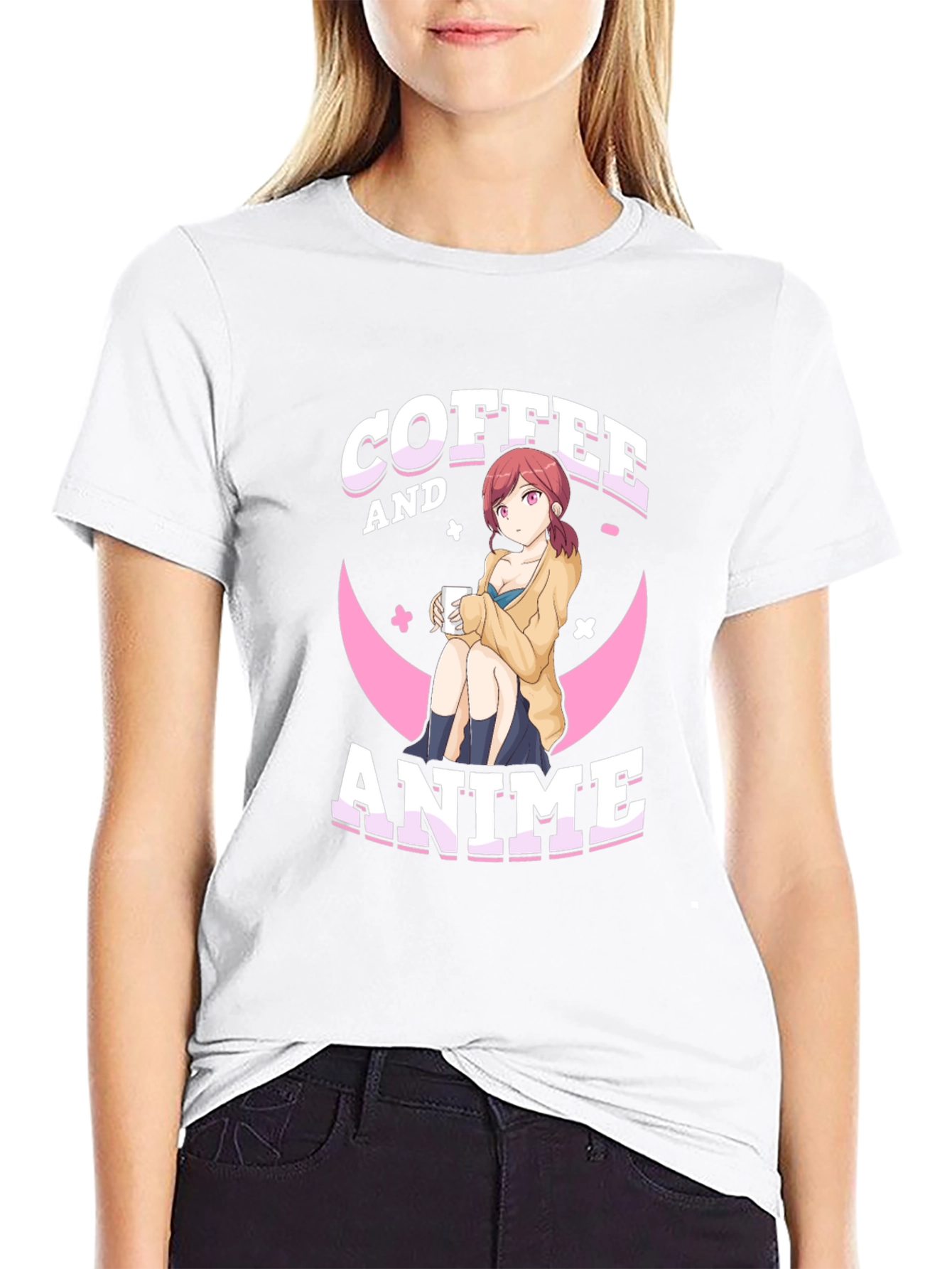 Coffee and Anime Graphic T-Shirt