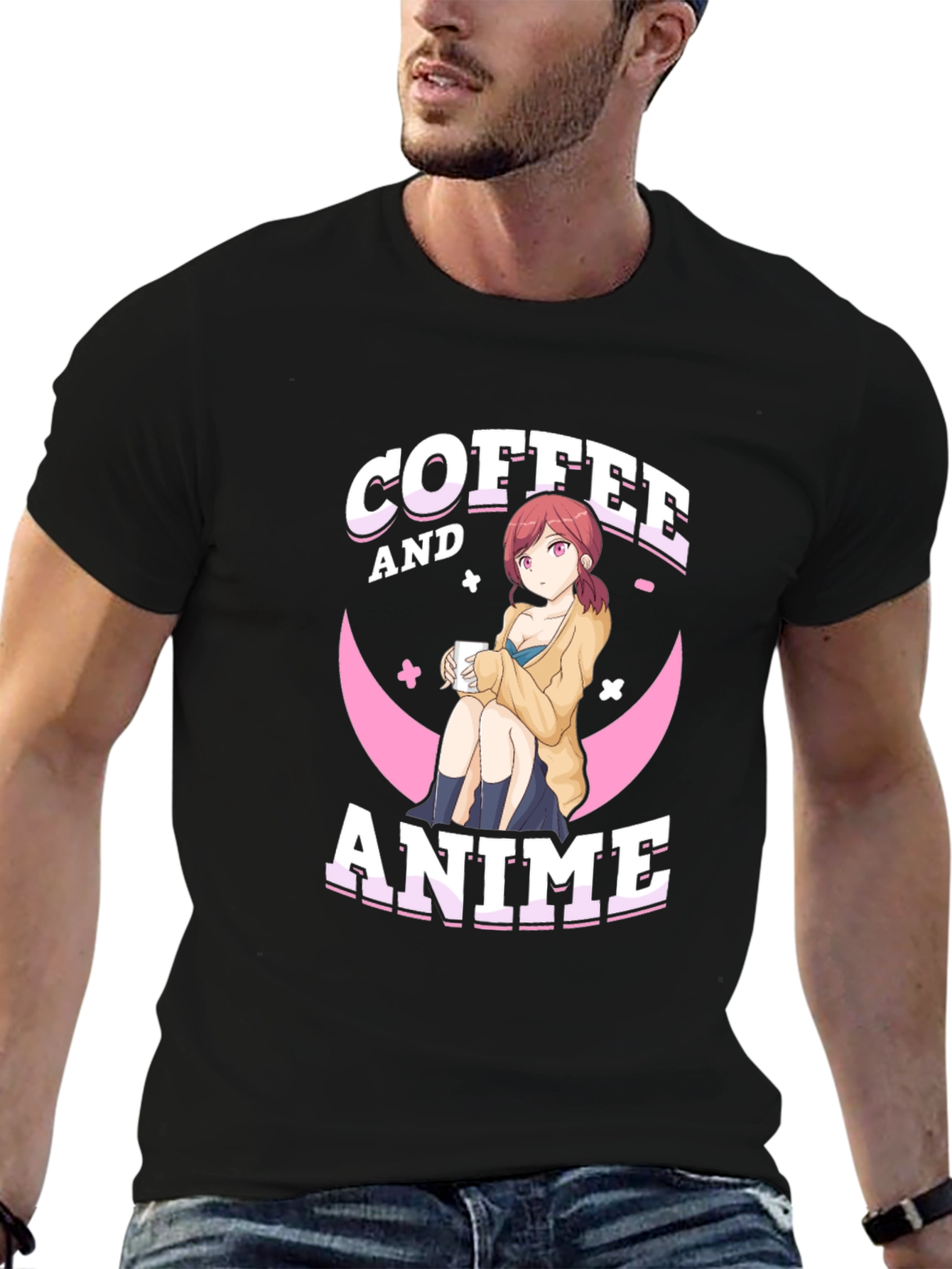 Coffee and Anime Graphic T-Shirt