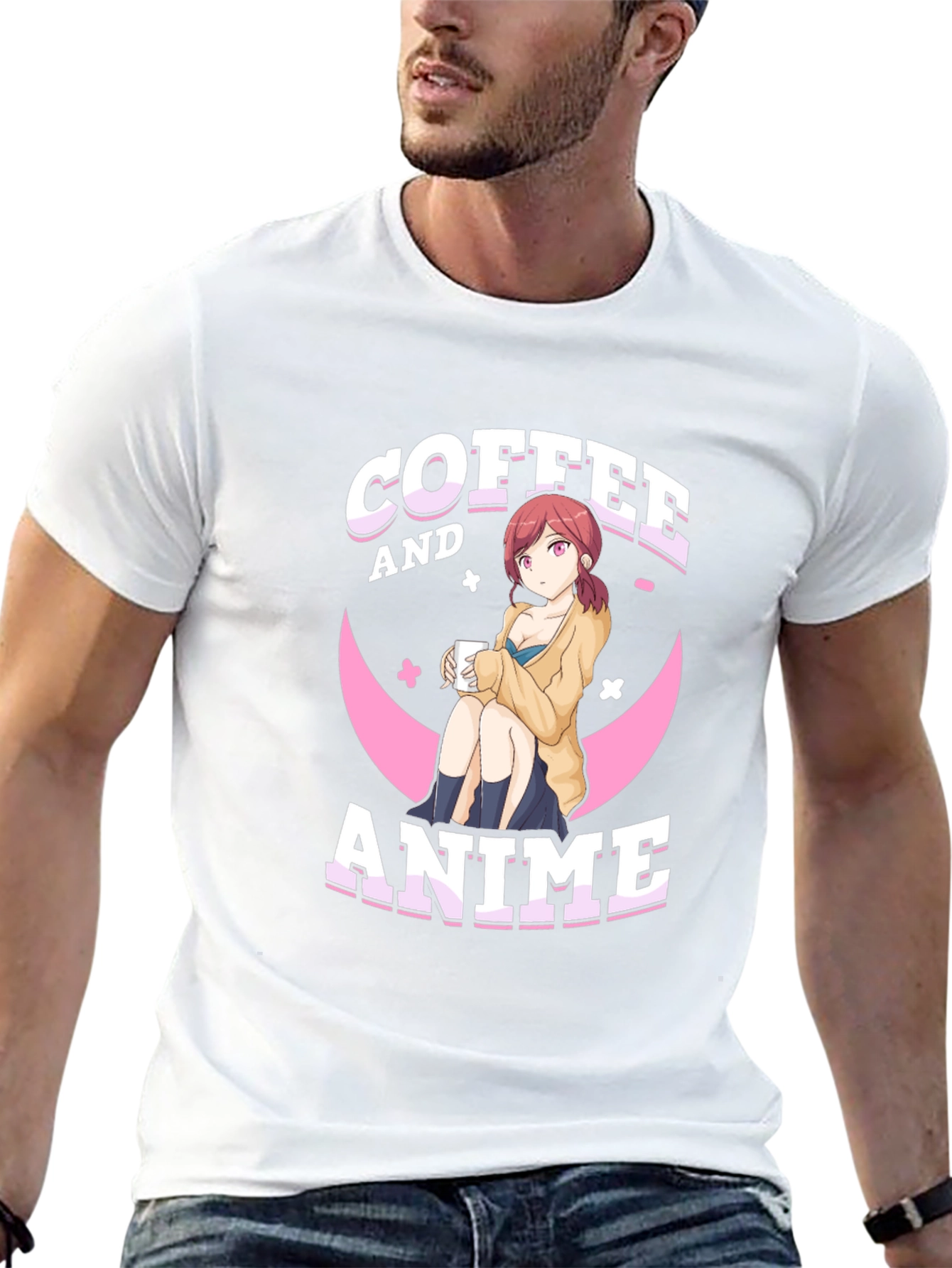 Coffee and Anime Graphic T-Shirt