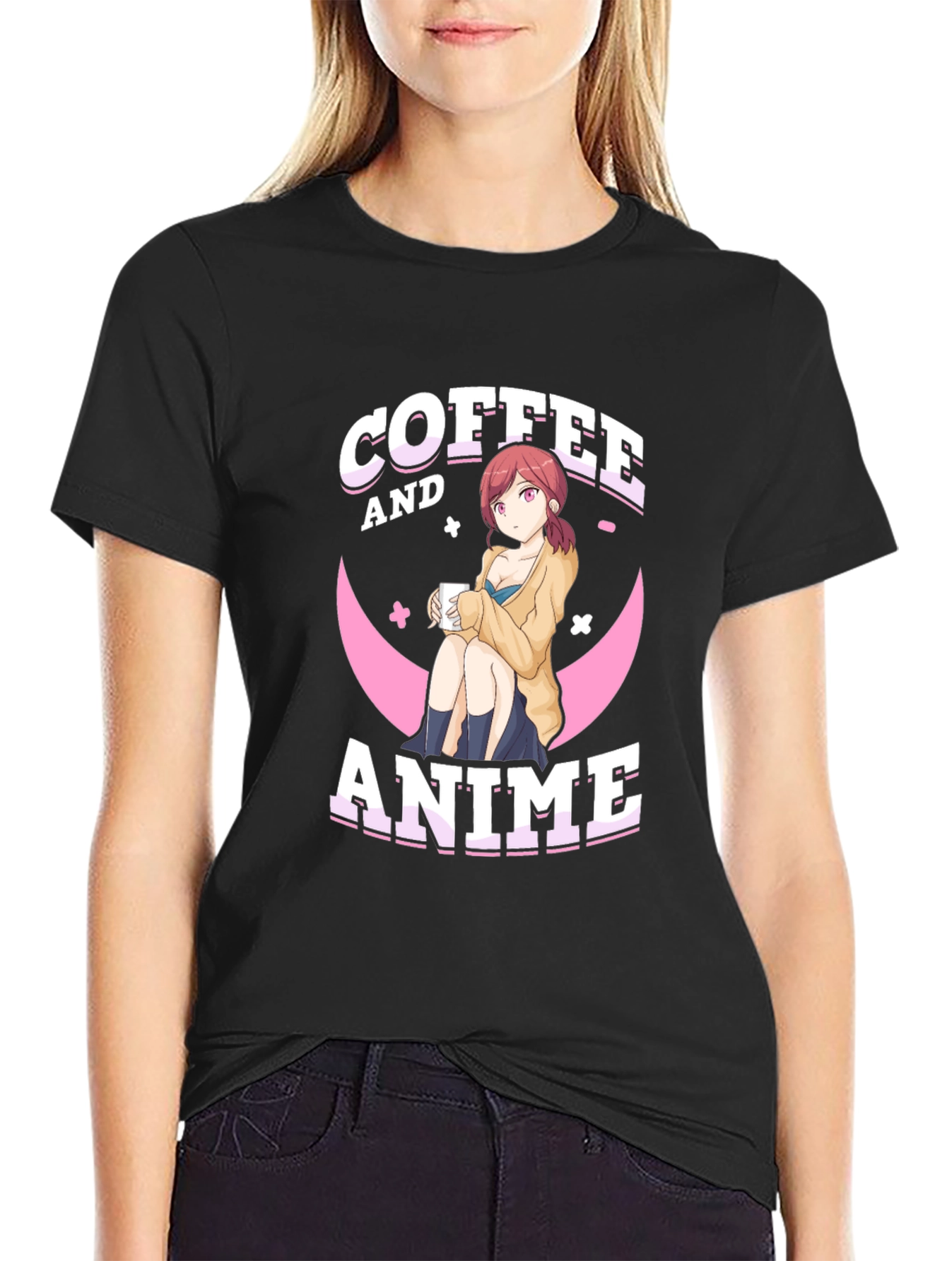 Coffee and Anime Graphic T-Shirt