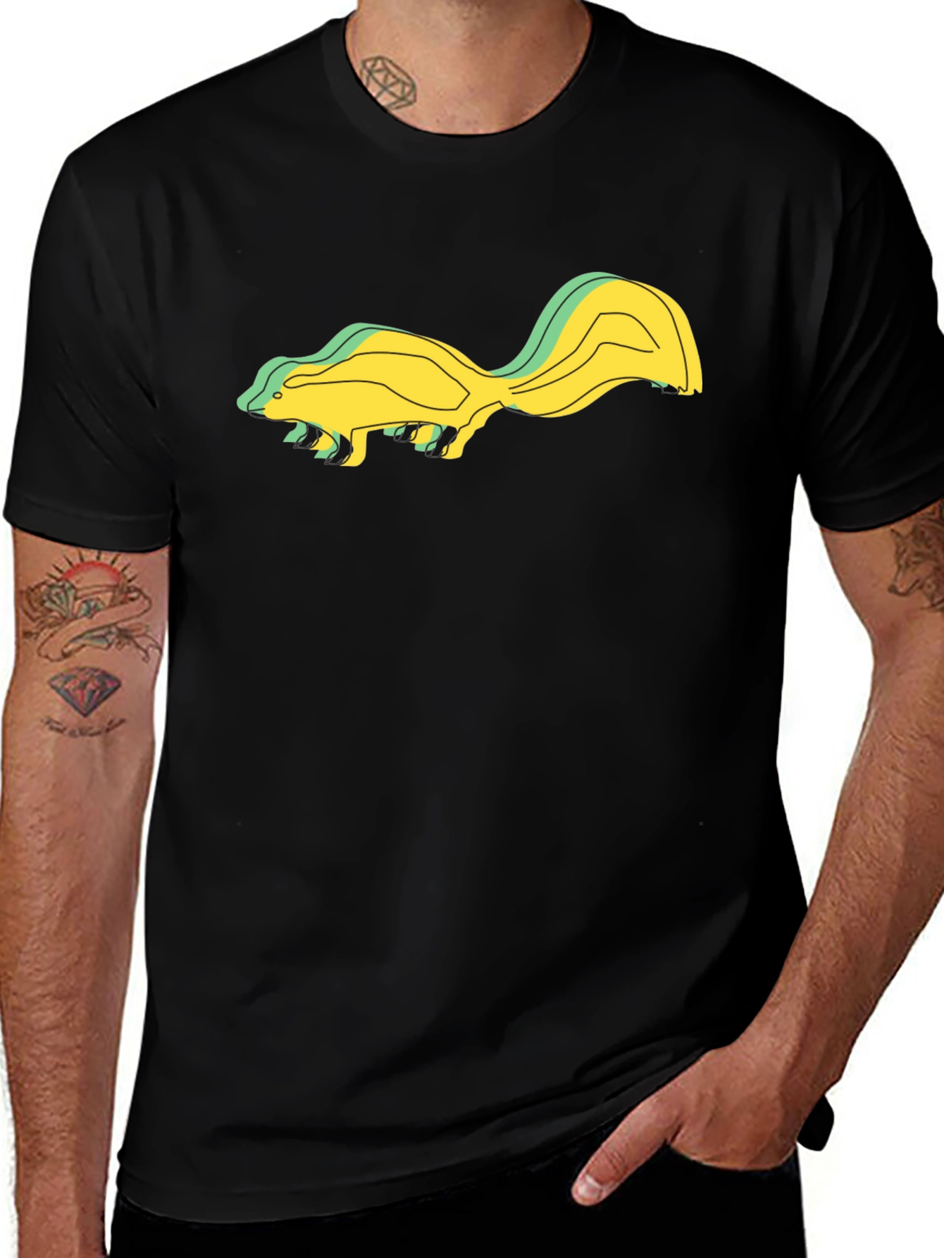 Skunk Graphic Tee - Unique Design Black Cotton Blend