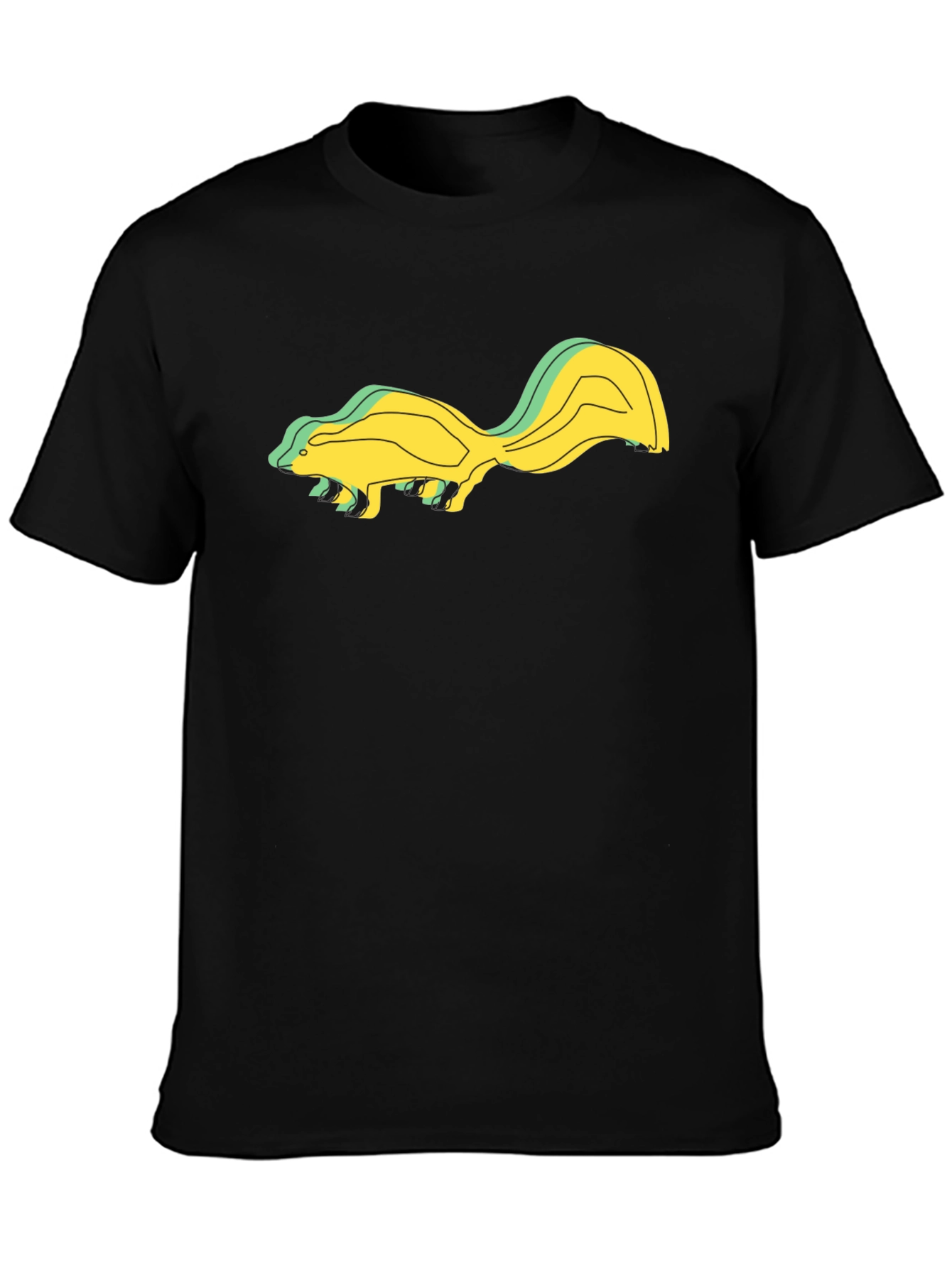 Skunk Graphic Tee - Unique Design Black Cotton Blend