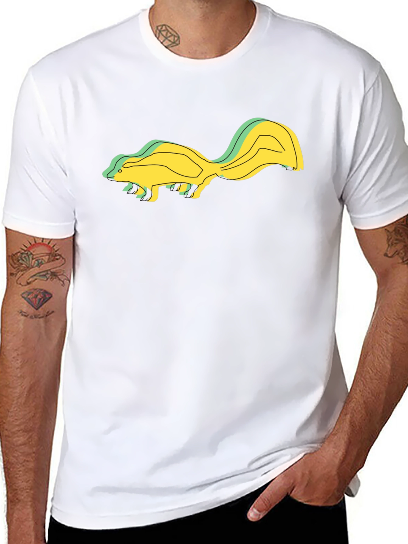 Skunk Graphic Tee - Unique Design Black Cotton Blend