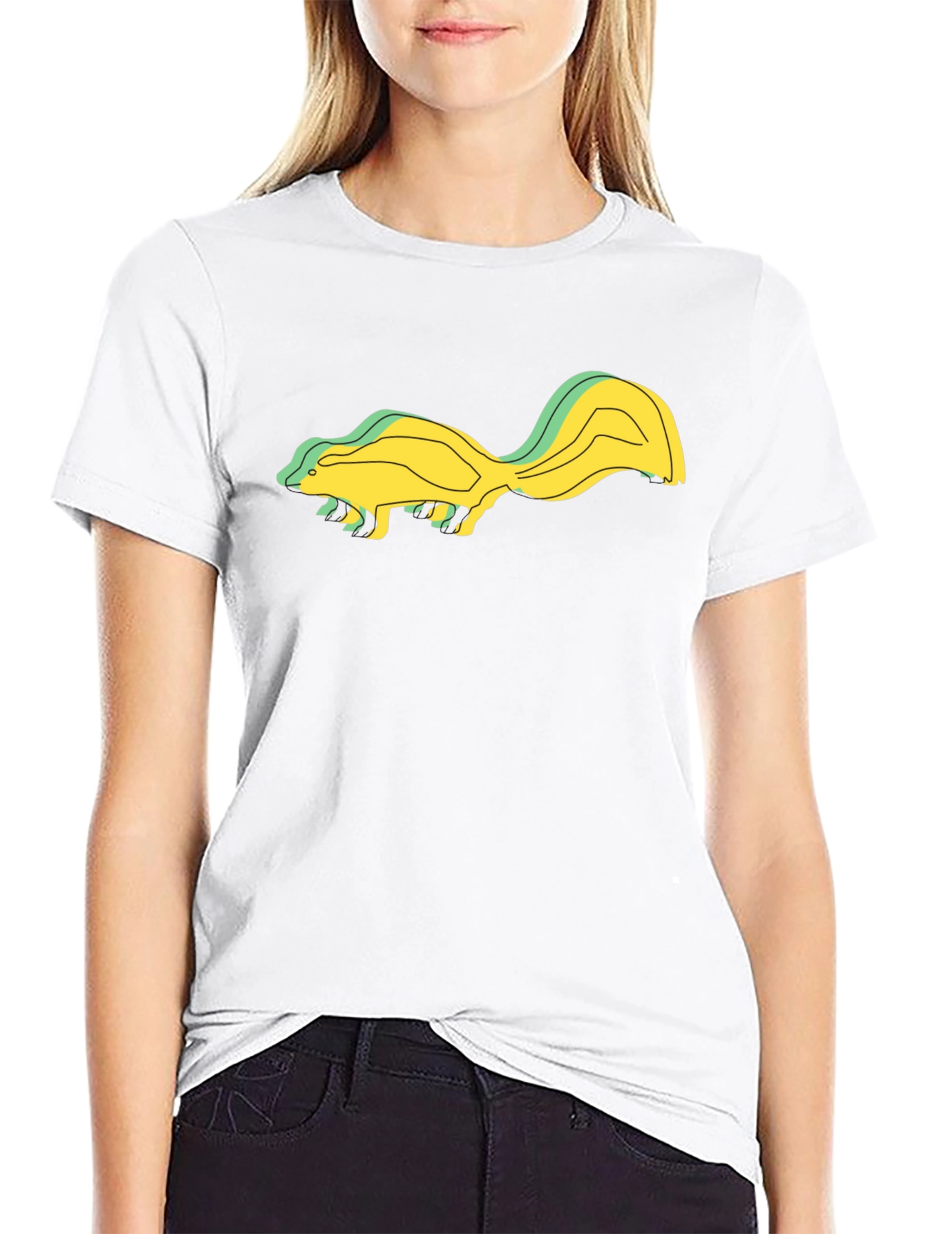 Skunk Graphic Tee - Unique Design Black Cotton Blend