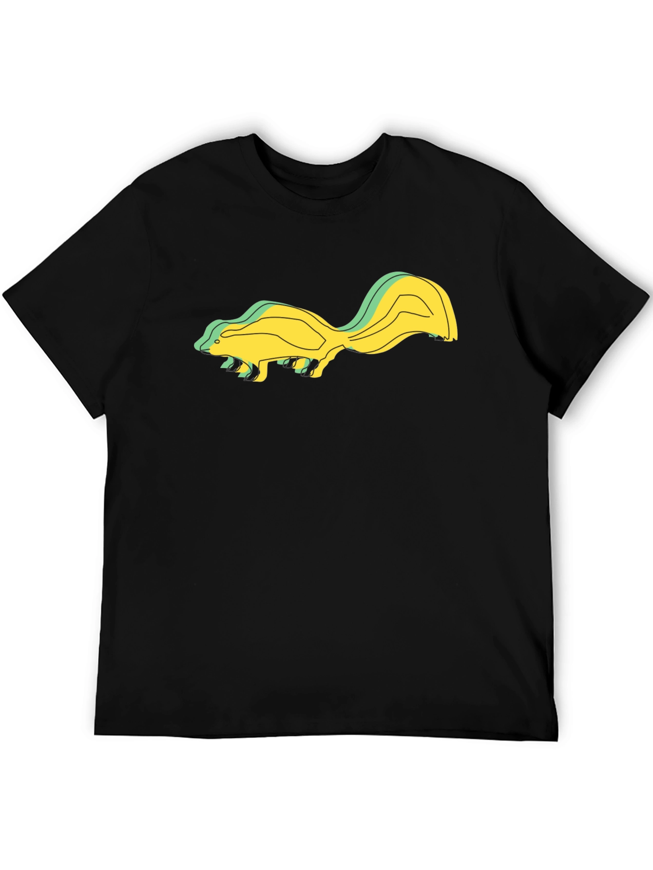 Skunk Graphic Tee - Unique Design Black Cotton Blend
