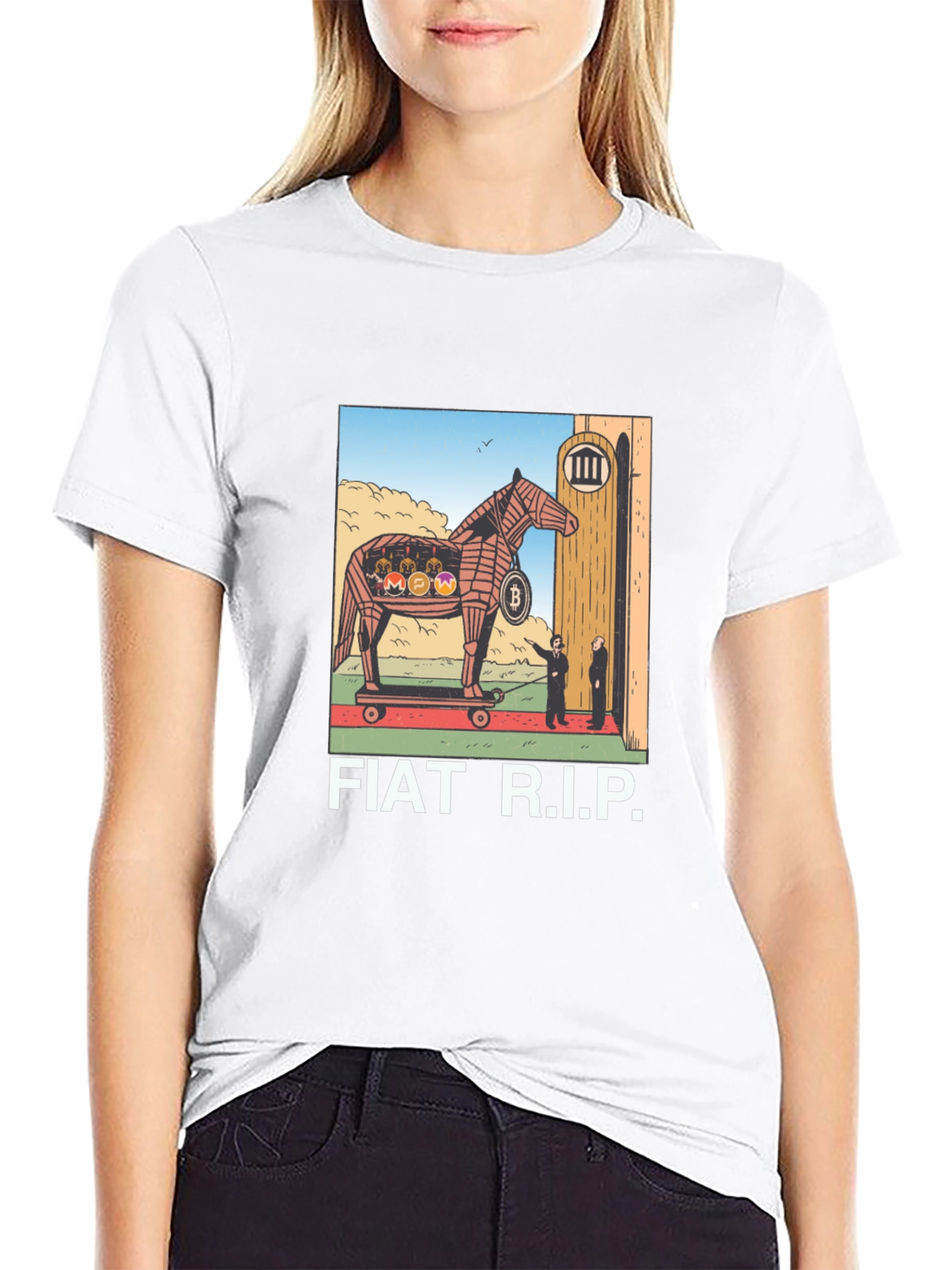 Fiat R.I.P. Crypto Trojan Horse Graphic T-Shirt