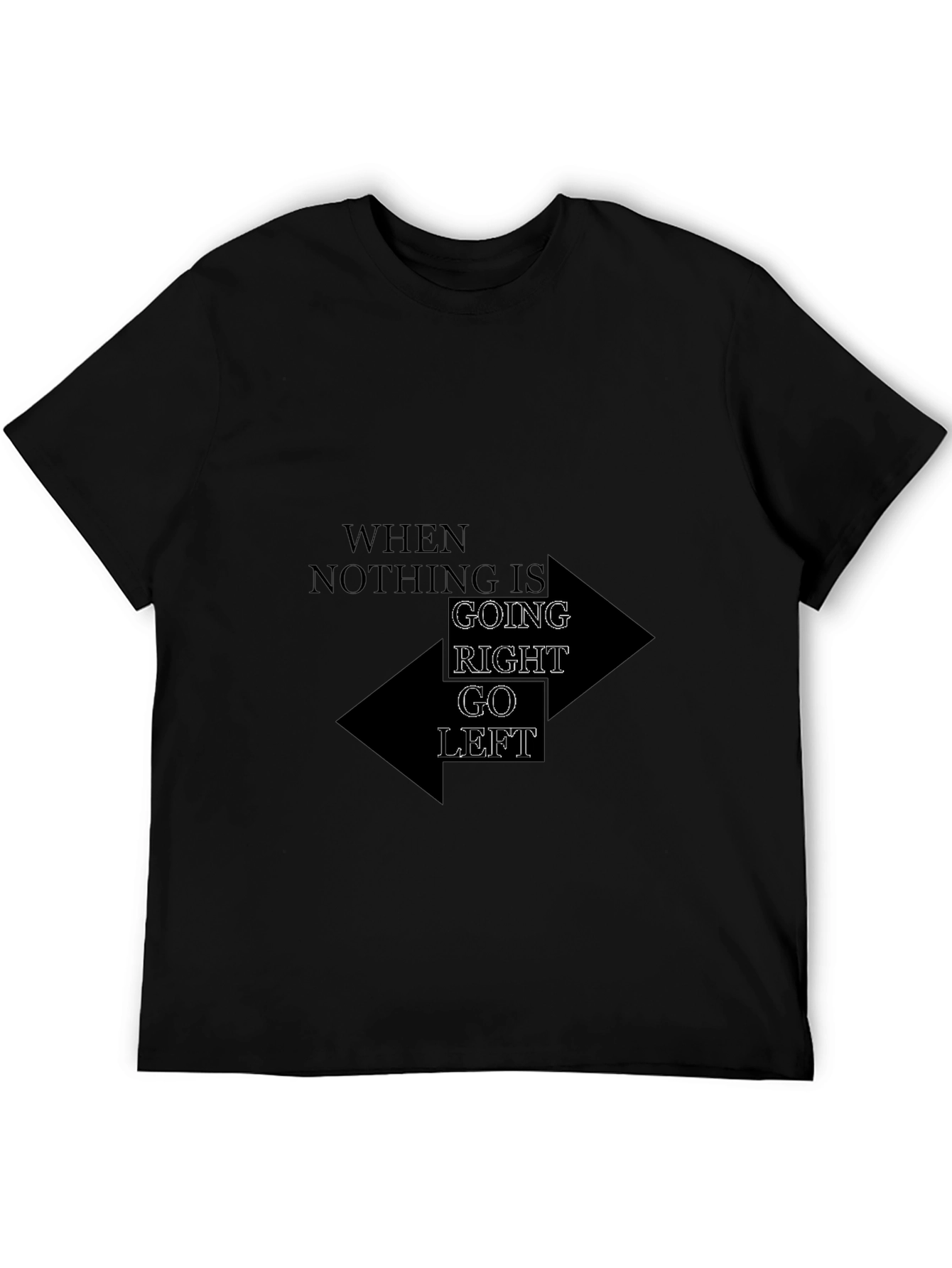 Go Left Graphic Tee - Mens Black Cotton T-Shirt