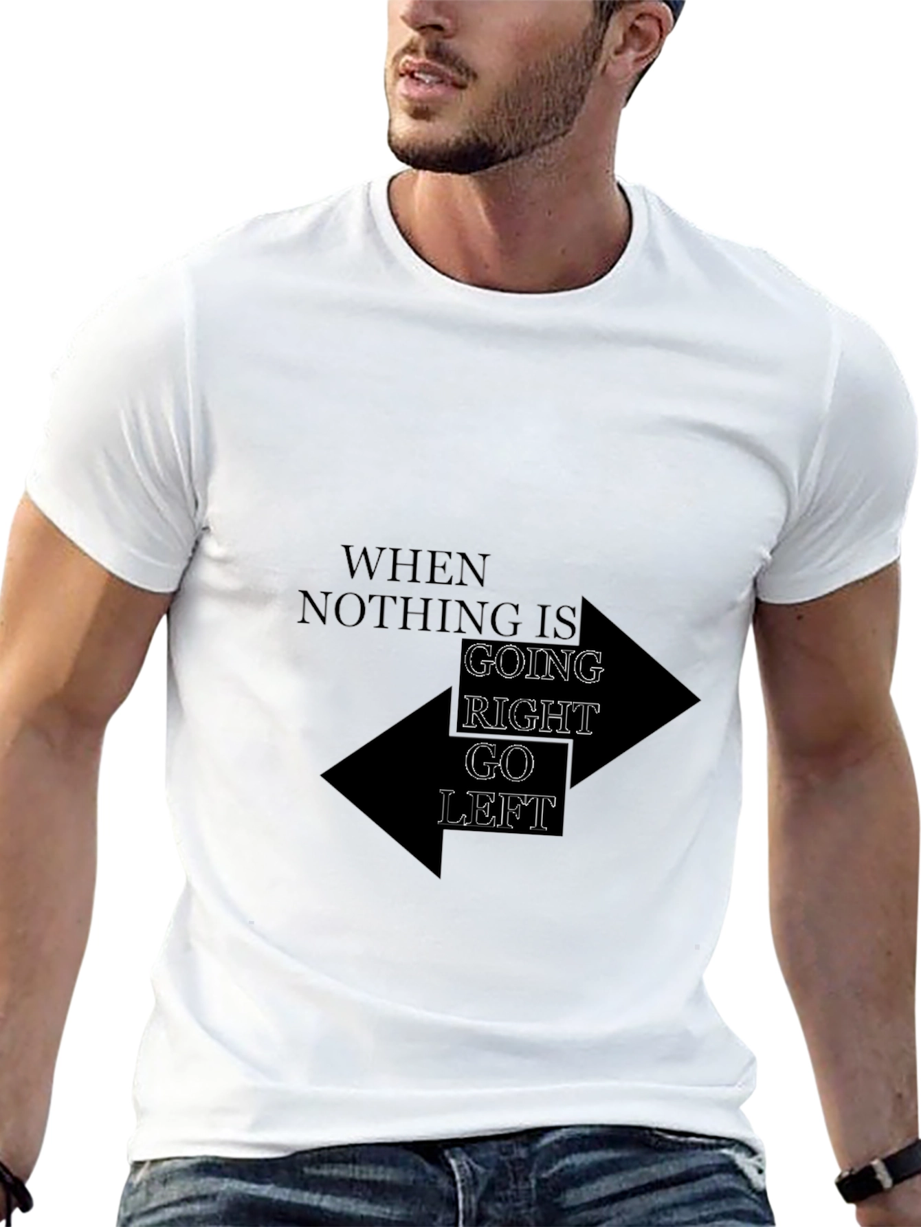 Go Left Graphic Tee - Mens Black Cotton T-Shirt
