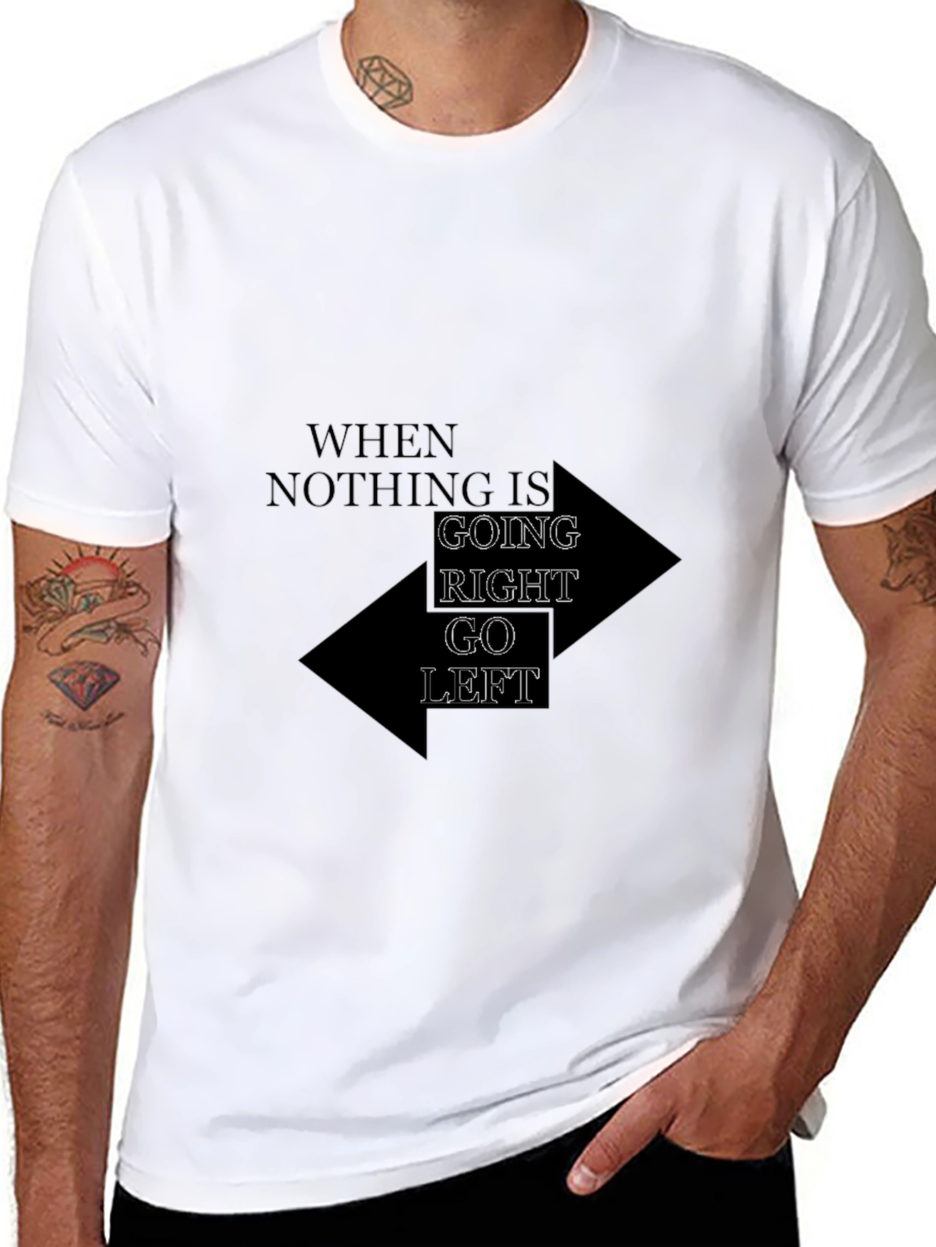 Go Left Graphic Tee - Mens Black Cotton T-Shirt