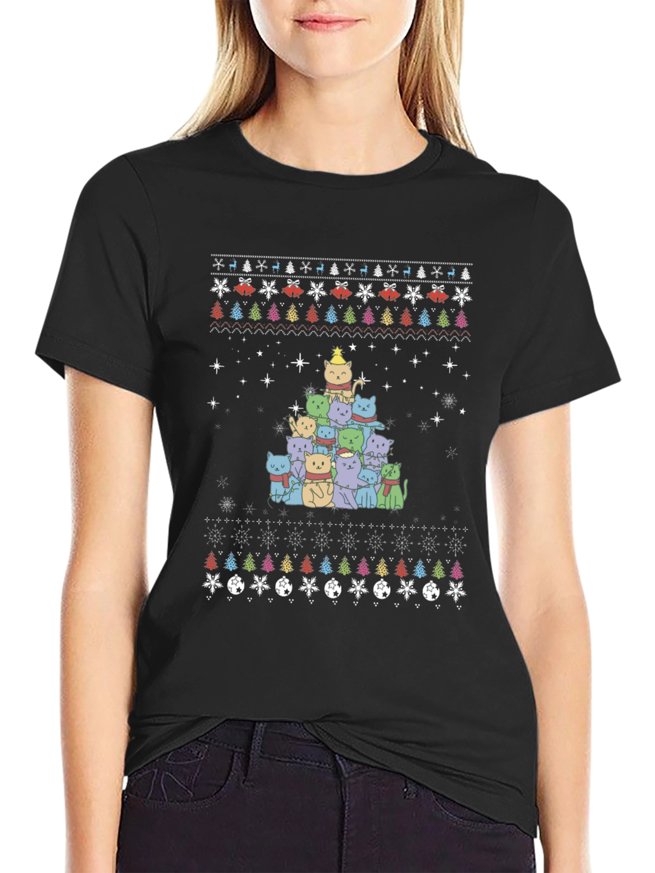 Festive Cat Christmas Tree T-Shirt