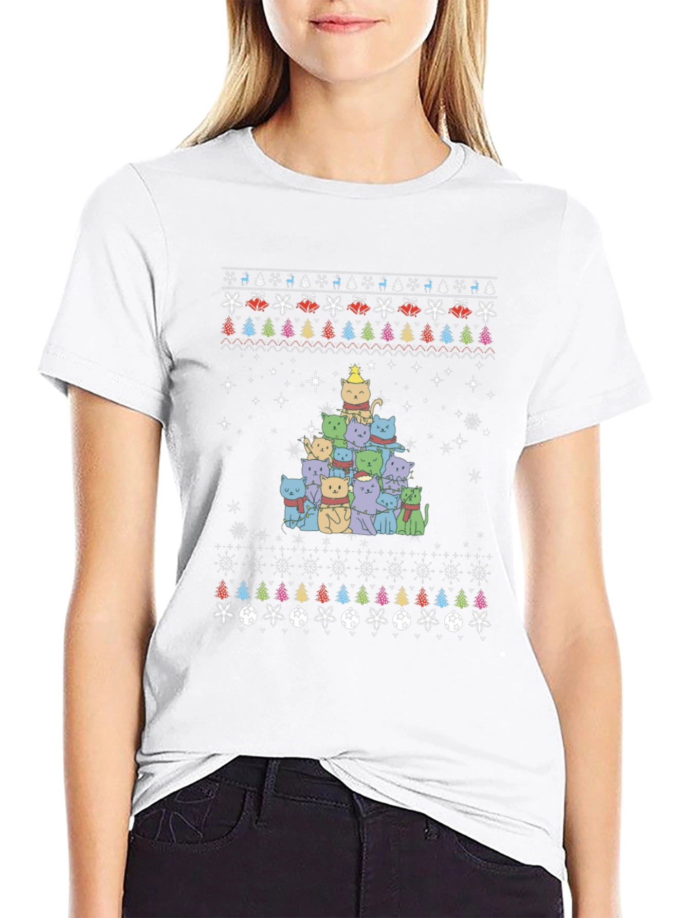 Festive Cat Christmas Tree T-Shirt