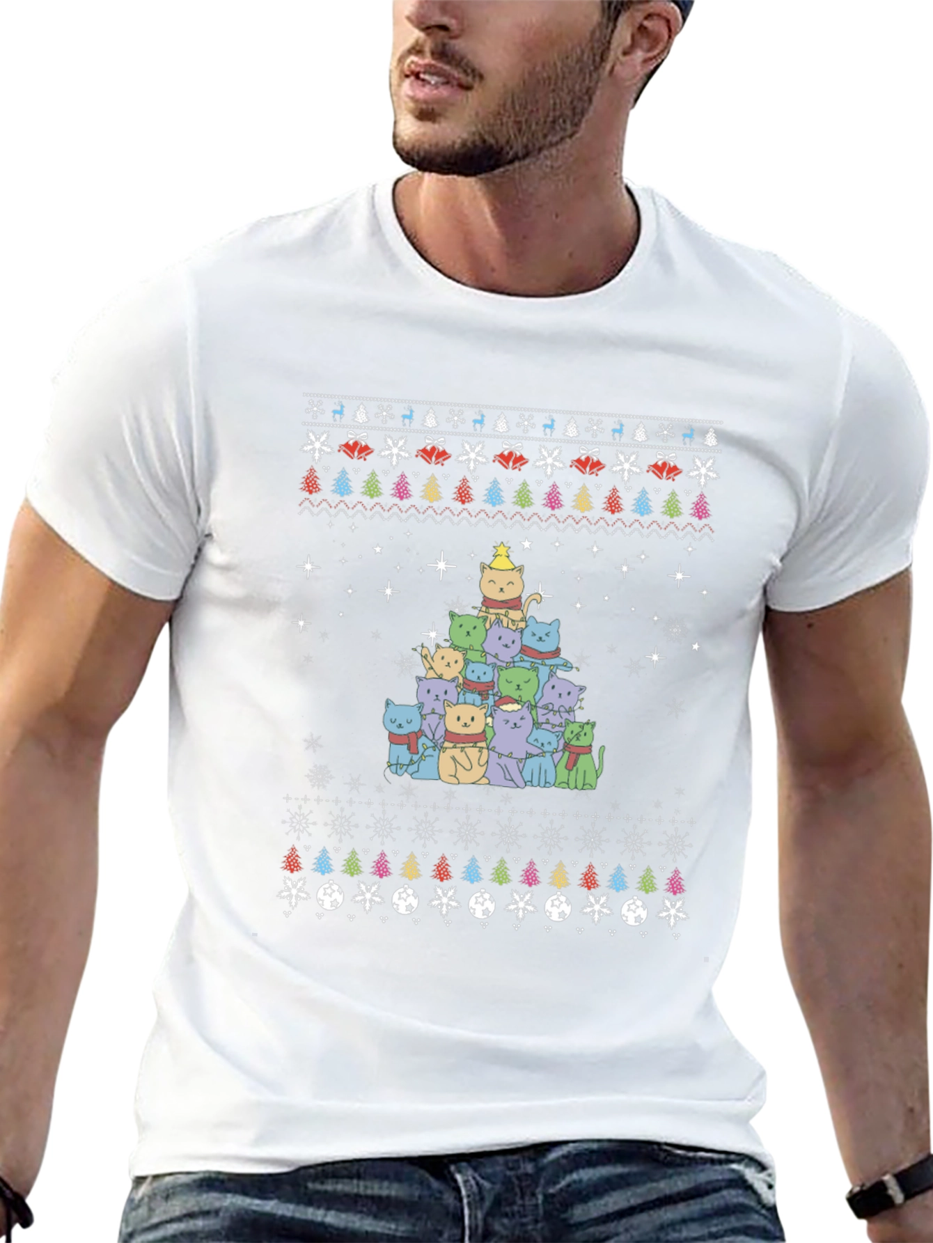 Festive Cat Christmas Tree T-Shirt