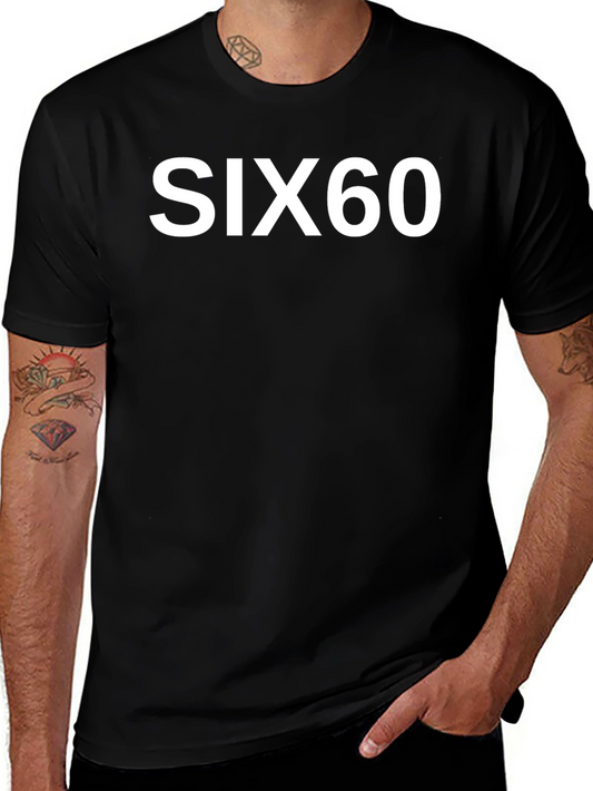 SIX60 Graphic Tee - Black Cotton Crew Neck