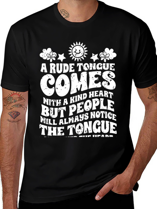 Rude Tongue Kind Heart Black T-Shirt