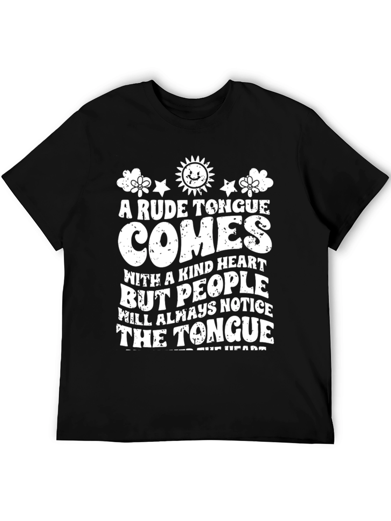Rude Tongue Kind Heart Black T-Shirt