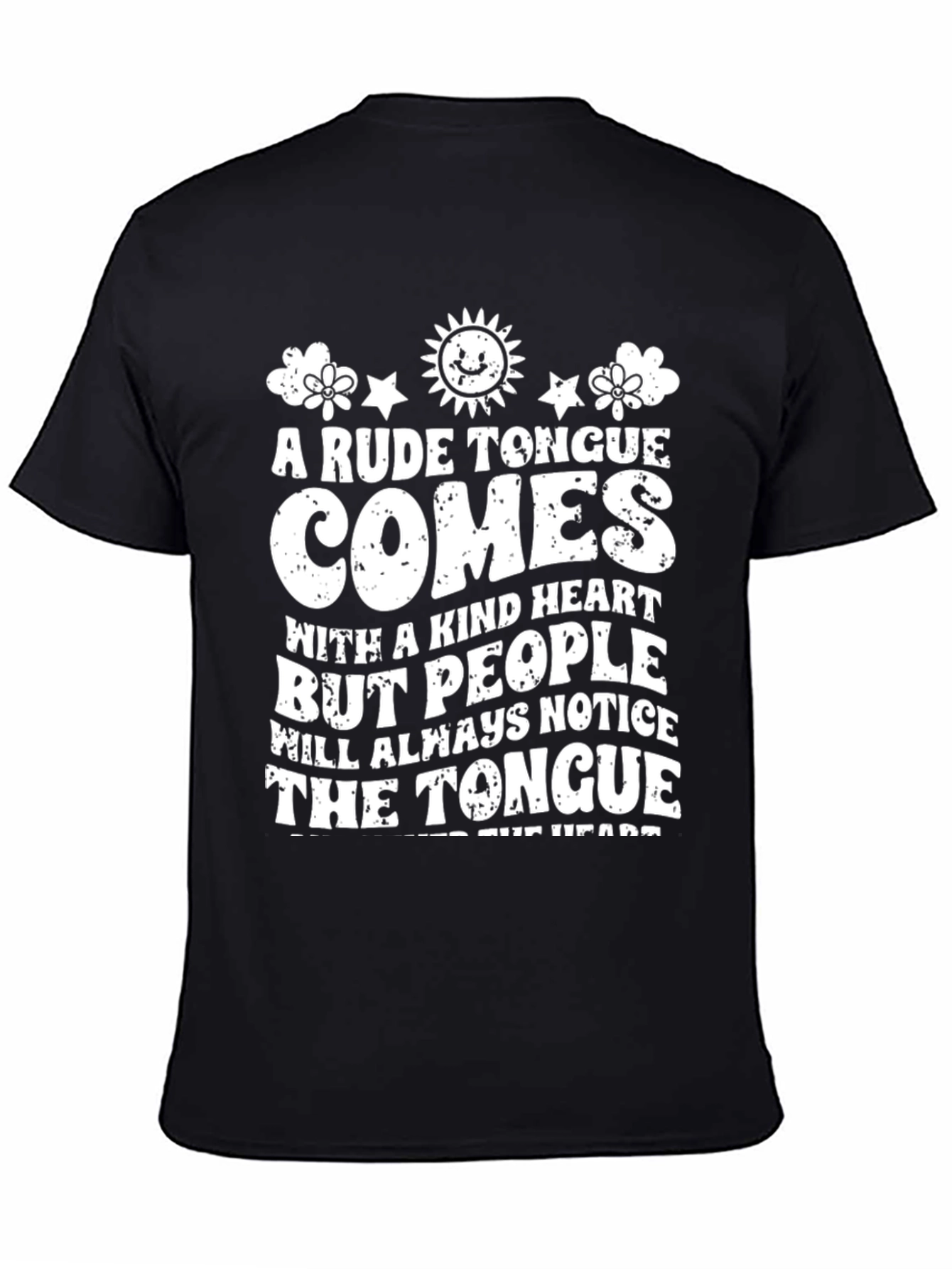 Rude Tongue Kind Heart Black T-Shirt