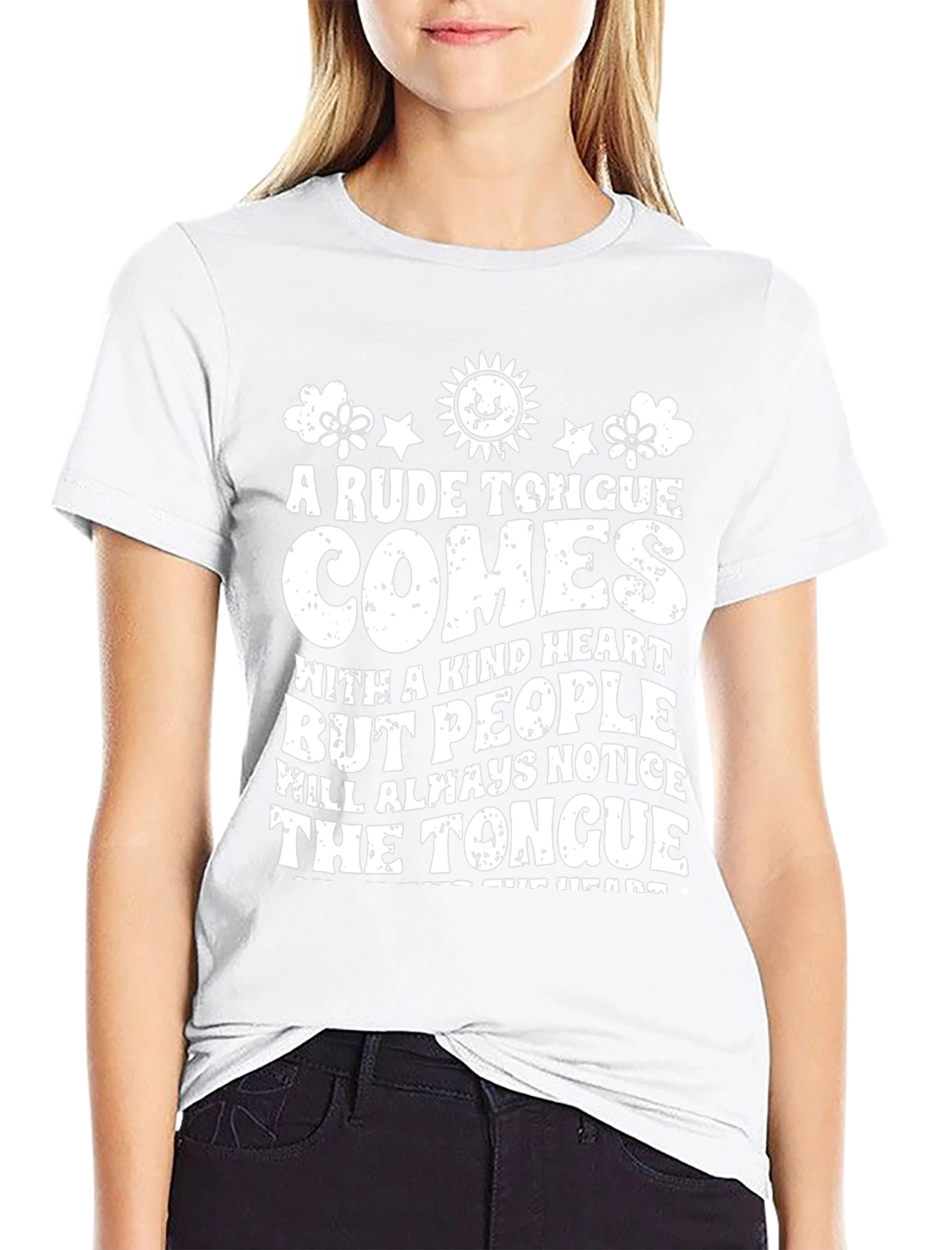 Rude Tongue Kind Heart Black T-Shirt