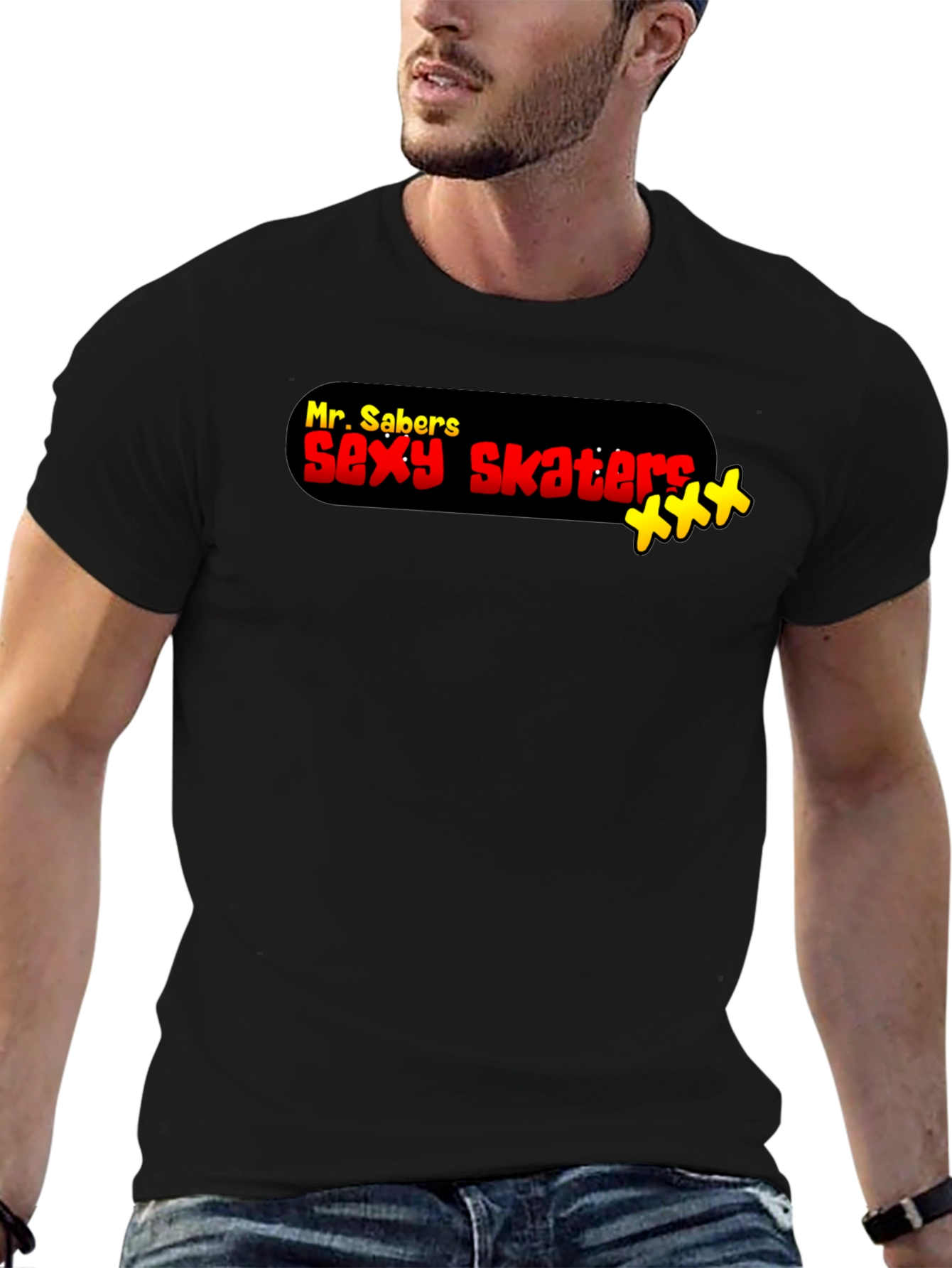 Mr. Sabers Sexy Skaters Black T-Shirt