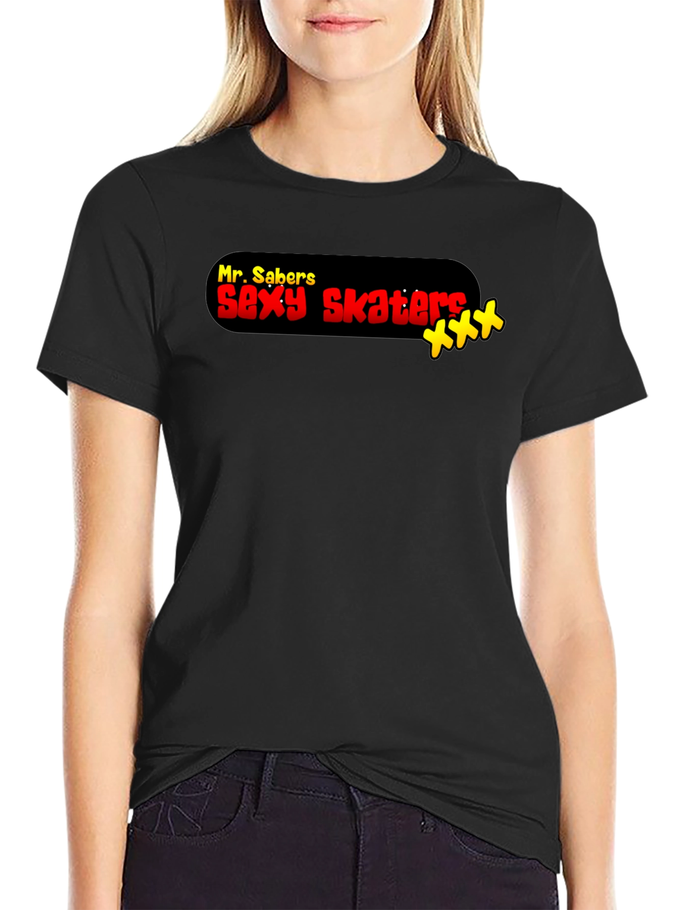 Mr. Sabers Sexy Skaters Black T-Shirt