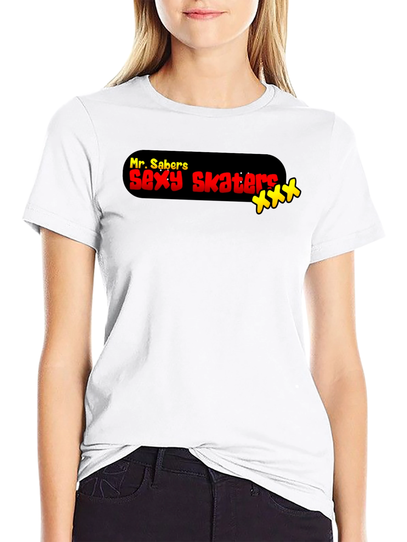Mr. Sabers Sexy Skaters Black T-Shirt