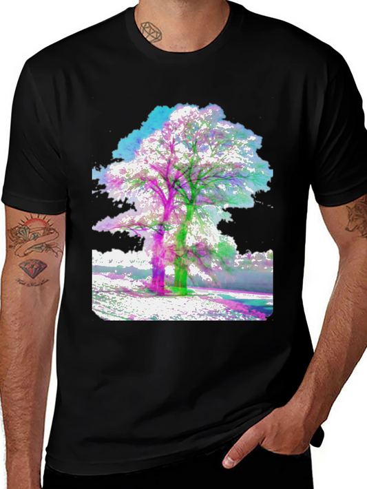 Abstract Tree Graphic Tee - Mens Black T-Shirt