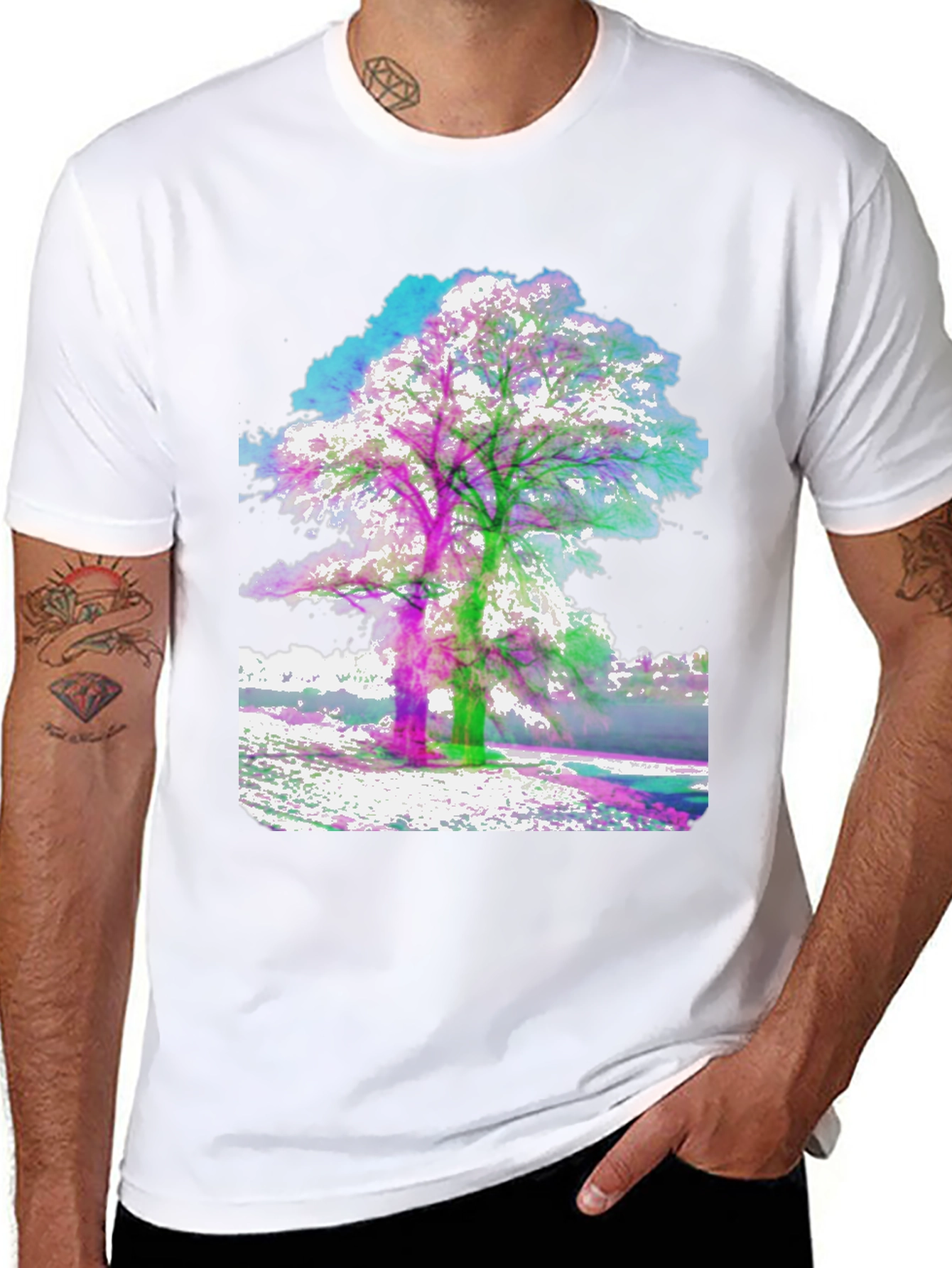 Abstract Tree Graphic Tee - Mens Black T-Shirt