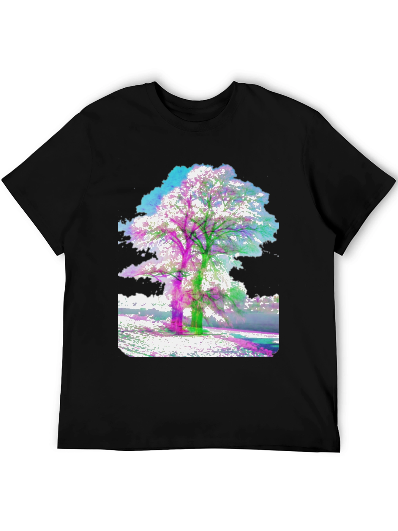 Abstract Tree Graphic Tee - Mens Black T-Shirt