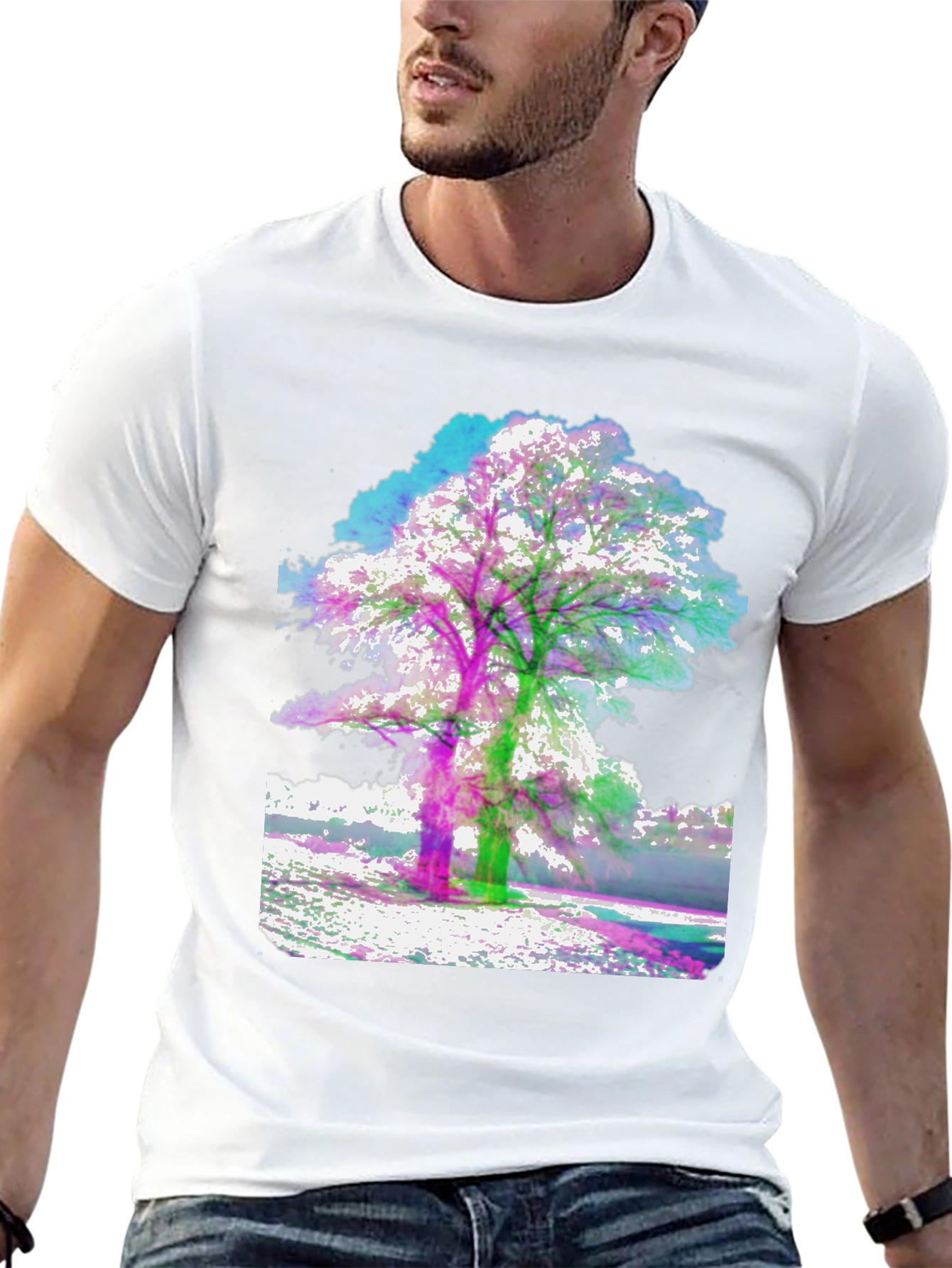 Abstract Tree Graphic Tee - Mens Black T-Shirt