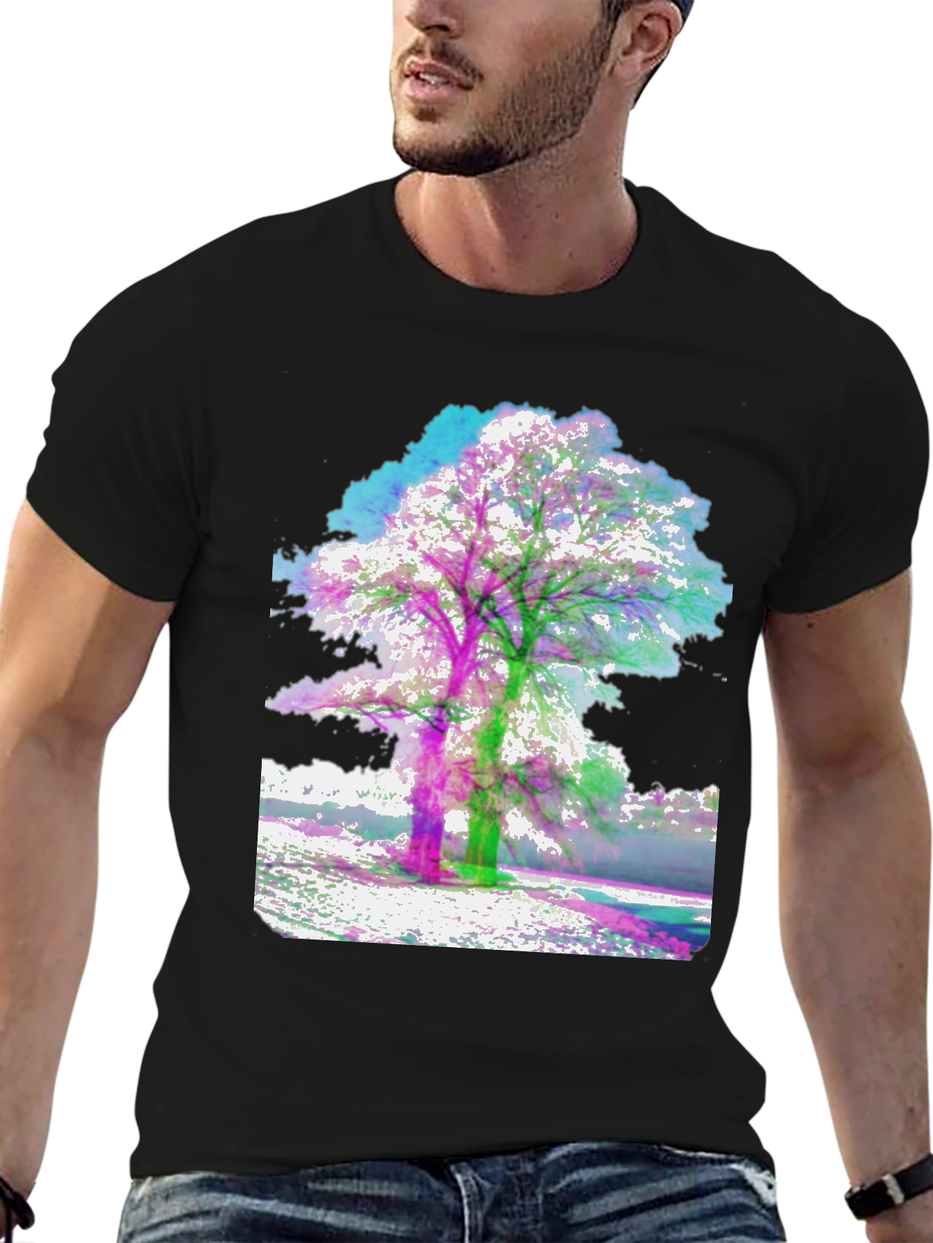 Abstract Tree Graphic Tee - Mens Black T-Shirt