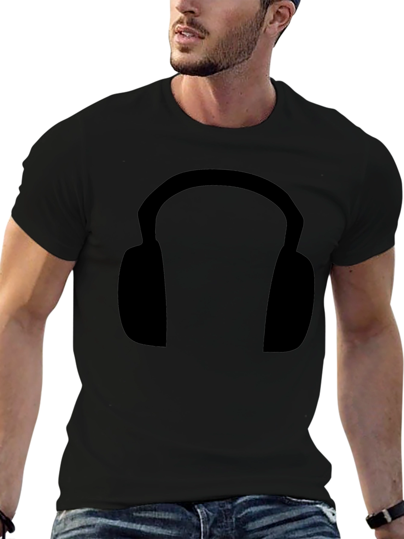 Black Headphone Graphic Tee - Stylish & Comfortable