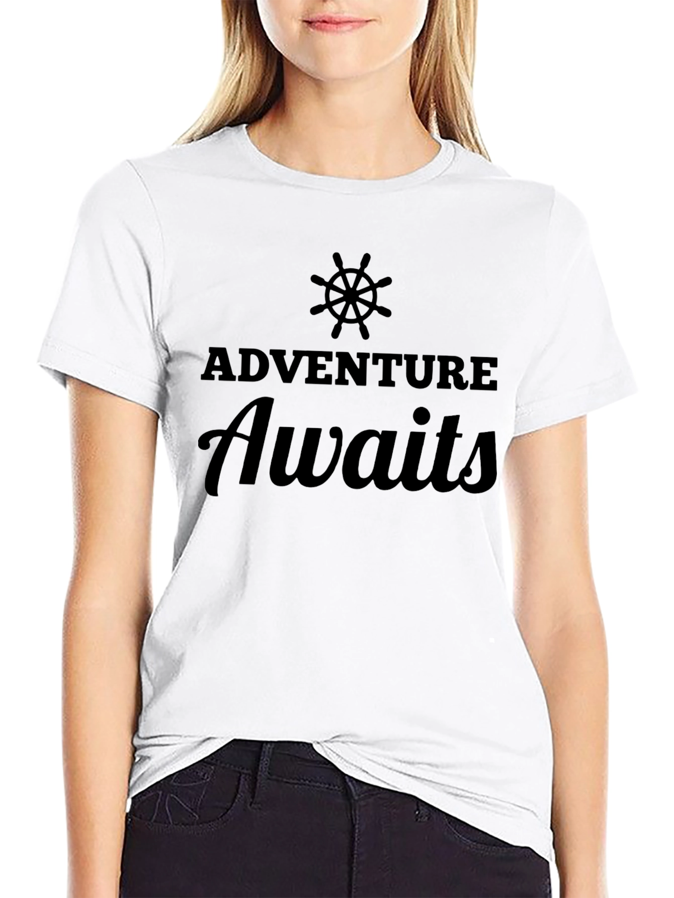 Adventure Awaits Black Graphic Tee for Men