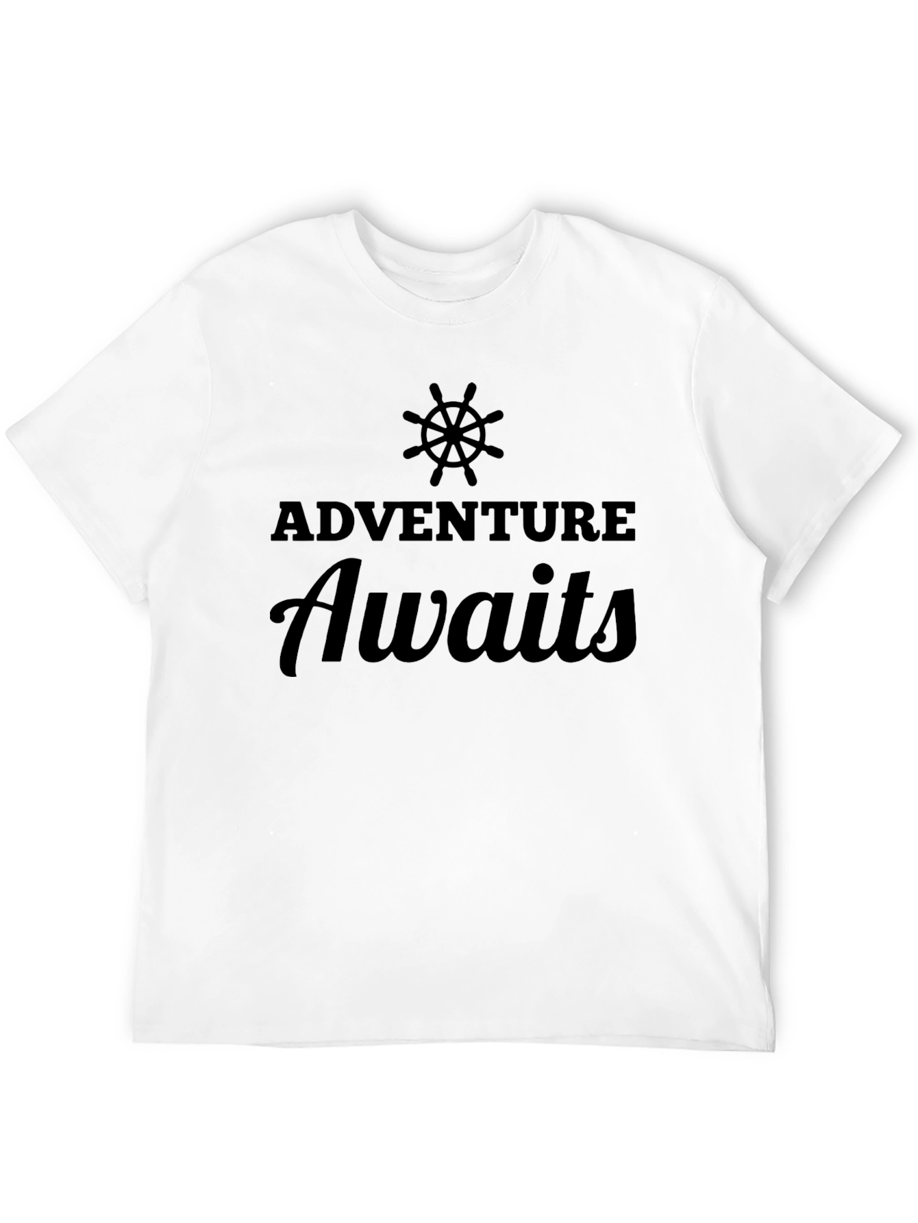 Adventure Awaits Black Graphic Tee for Men